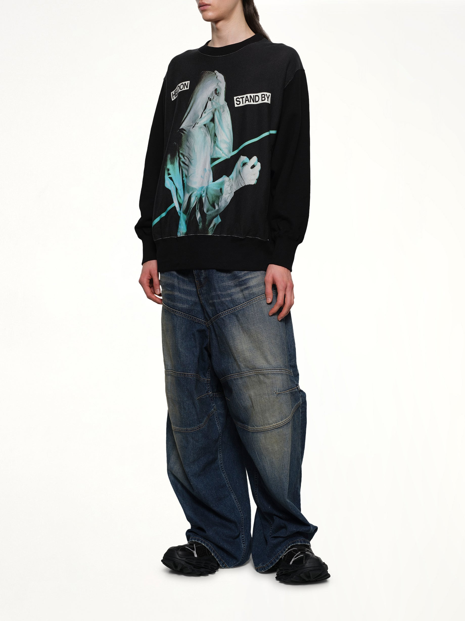 Heldon Stand By L/S T-Shirt in Black - 4