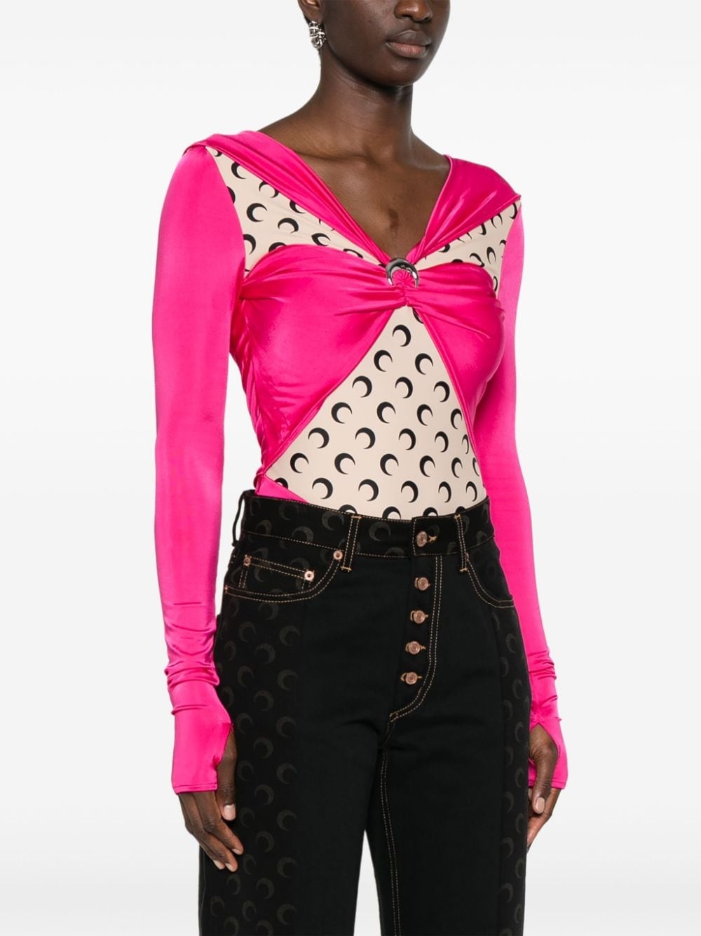 crescent moon-print blouse - 3