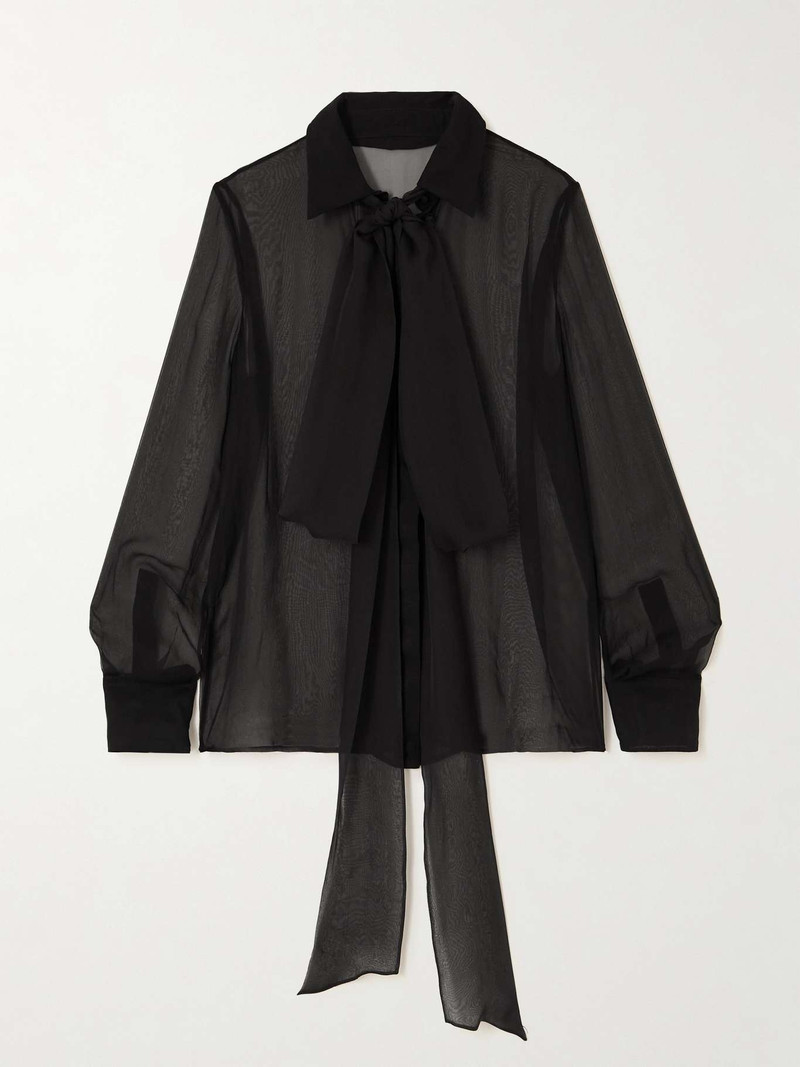 Pussybow silk-chiffon blouse - 1