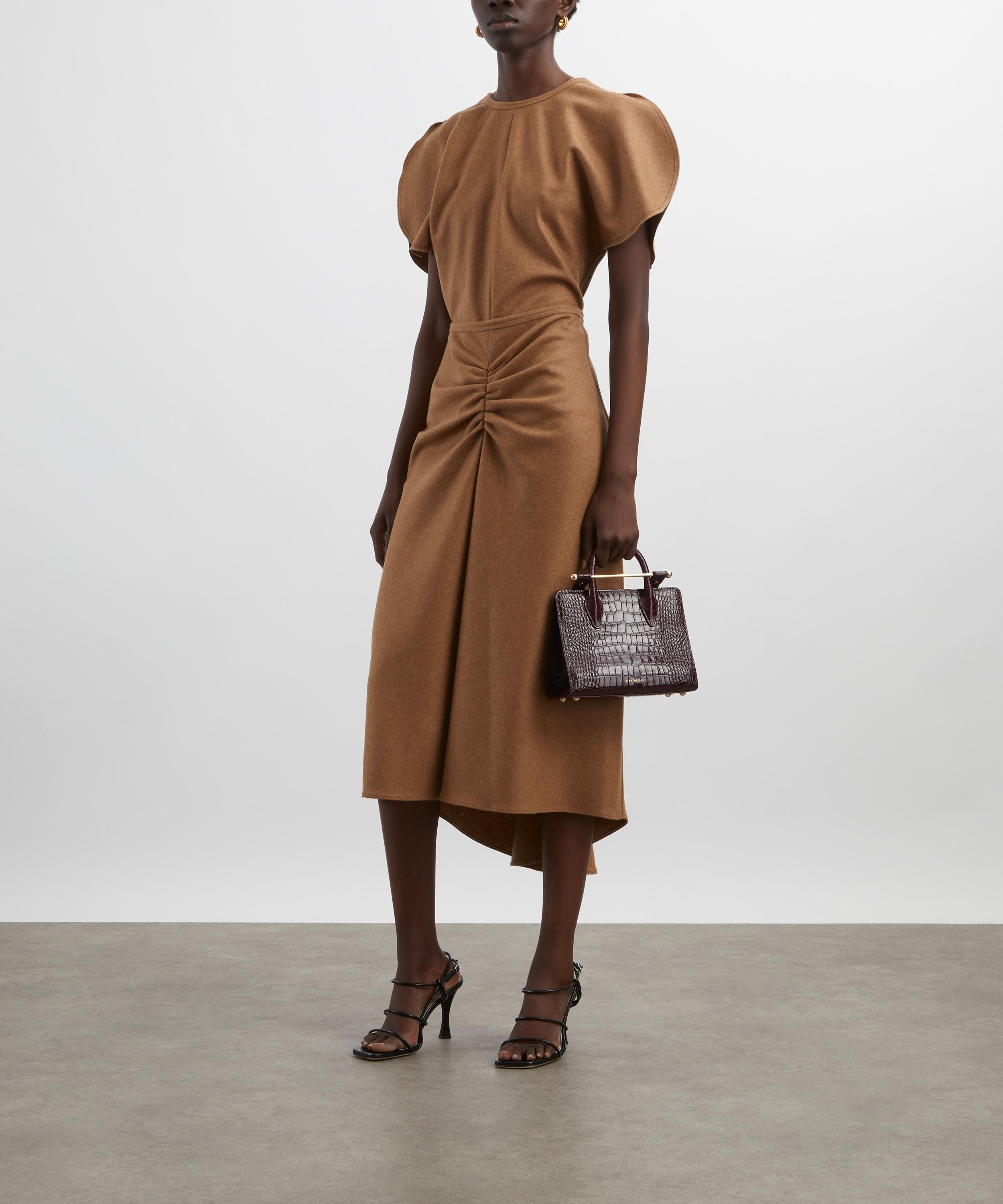 Toffee Melange Gathered Waist Midi Skirt - 2