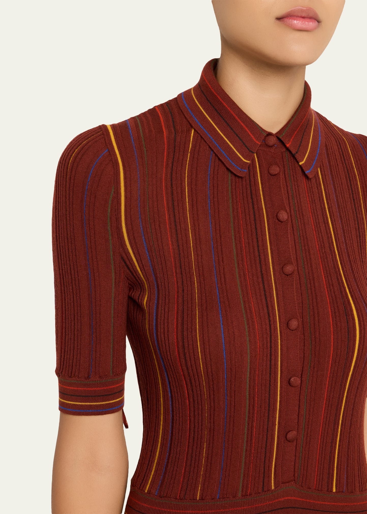 Calypso Pinstripe Merino Dress - 5