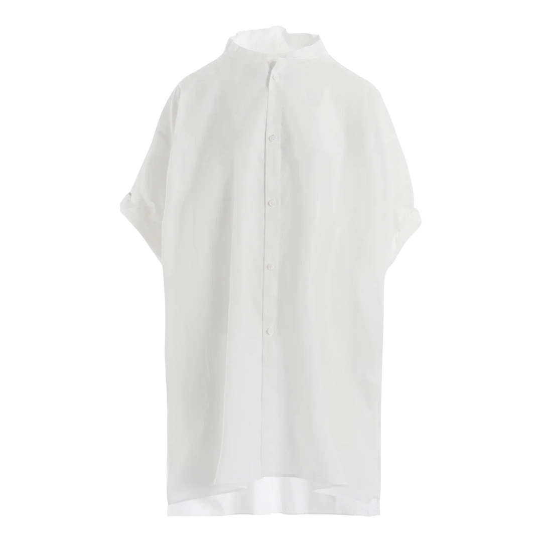 Rolled Up Half Sleeve Blouse - 1