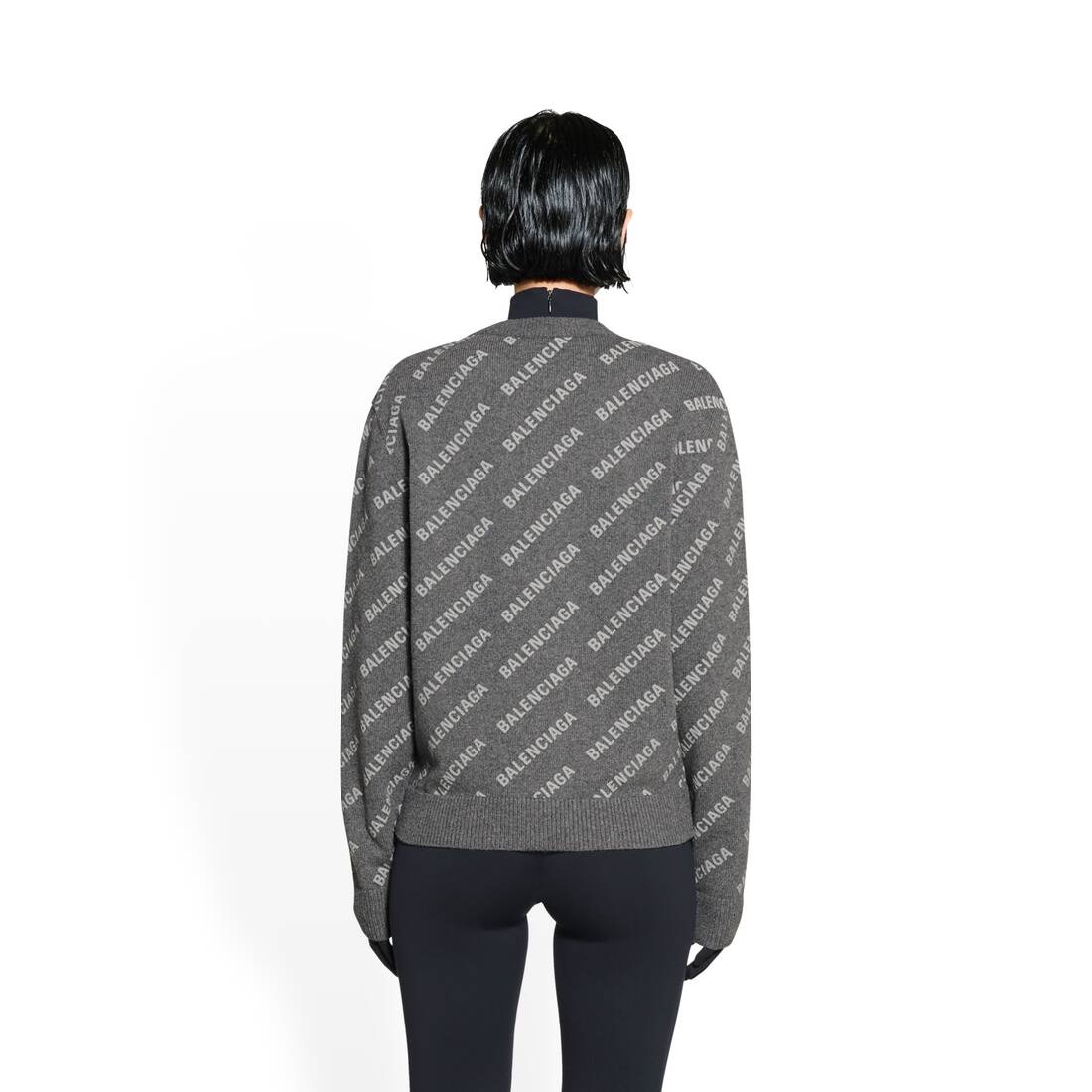 Women's Mini Allover Logo Sweater in Grey - 4