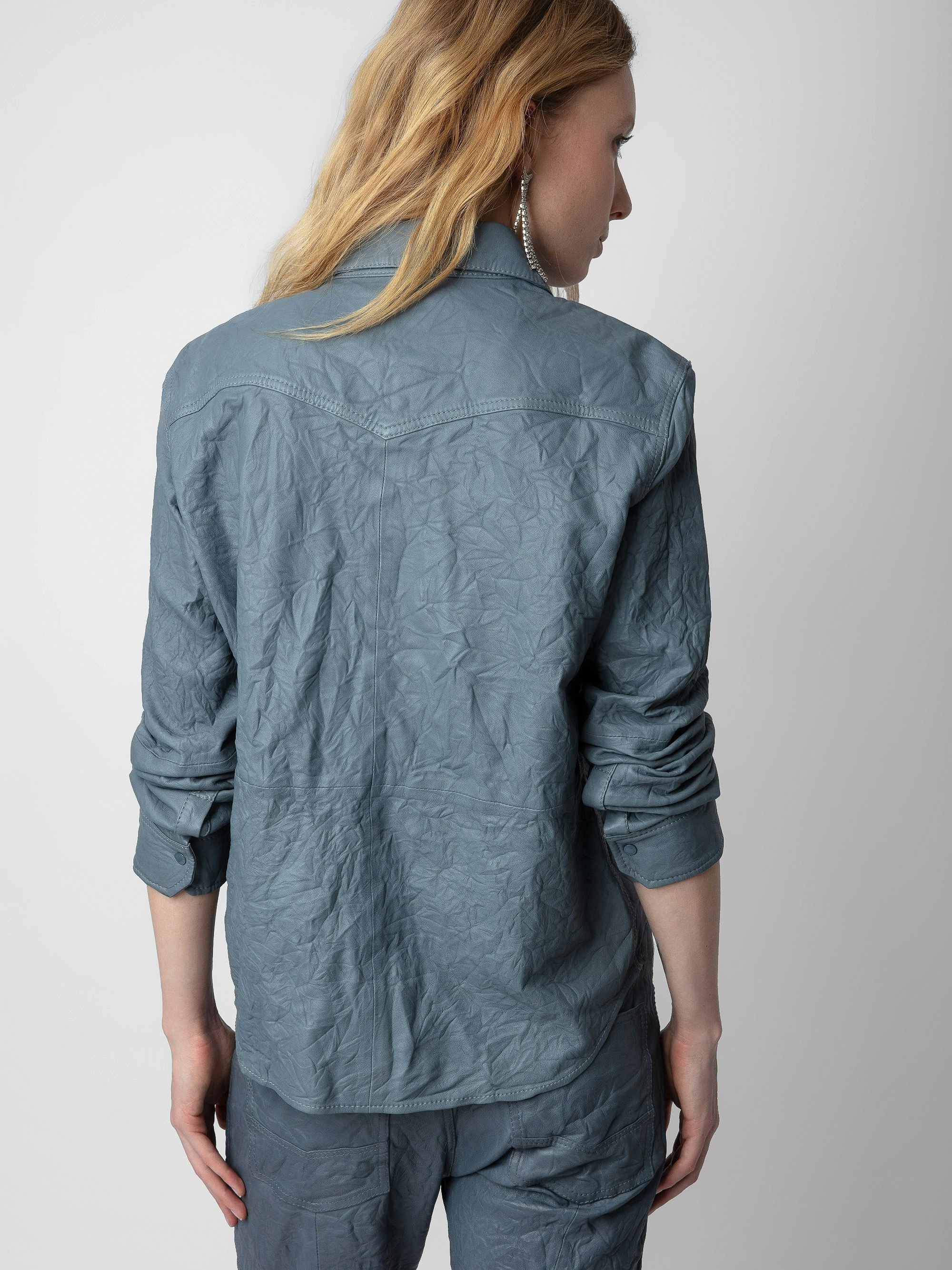 Thelma Crinkled Leather Shirt - 3