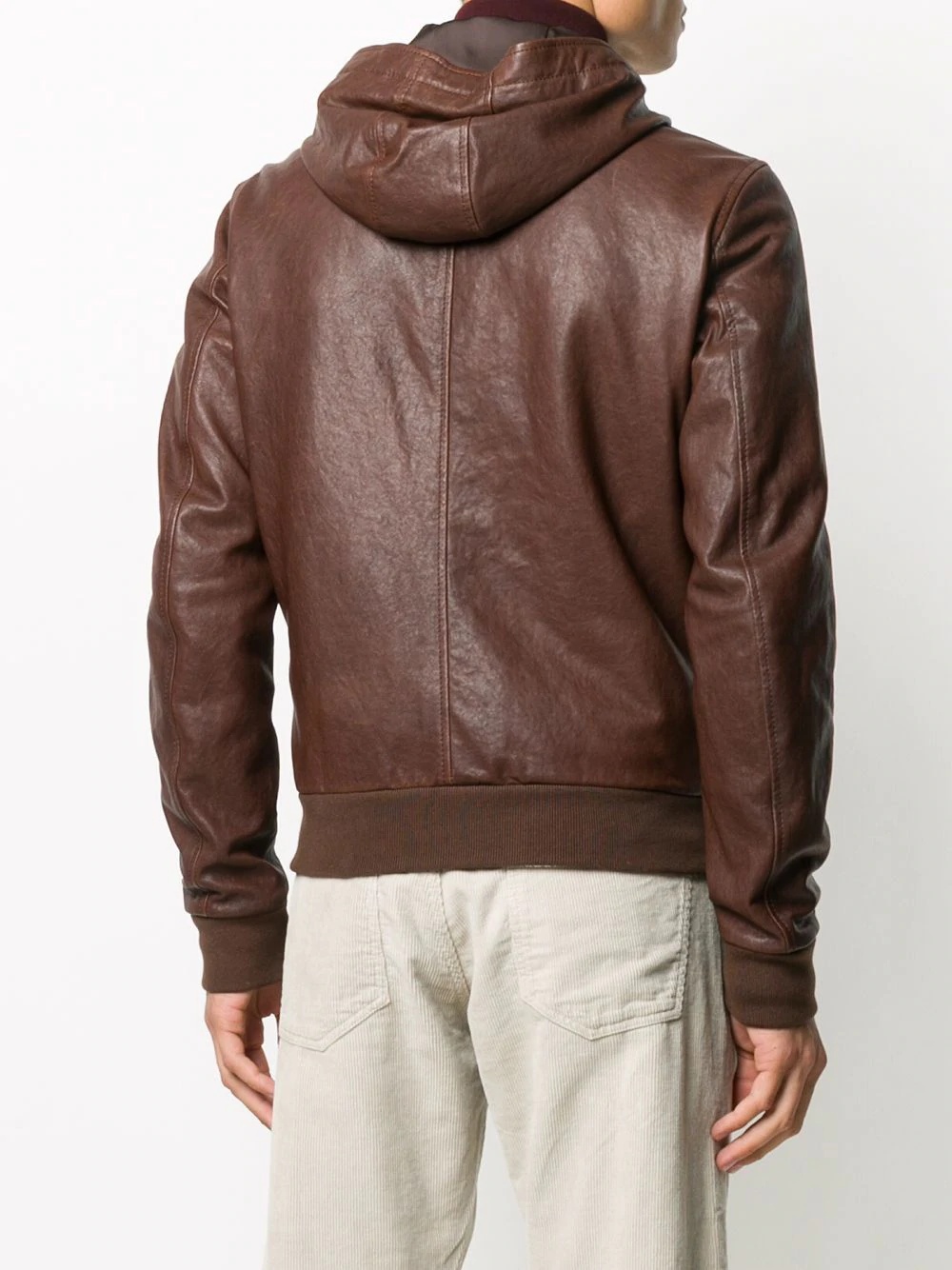 hooded leather jacket - 4