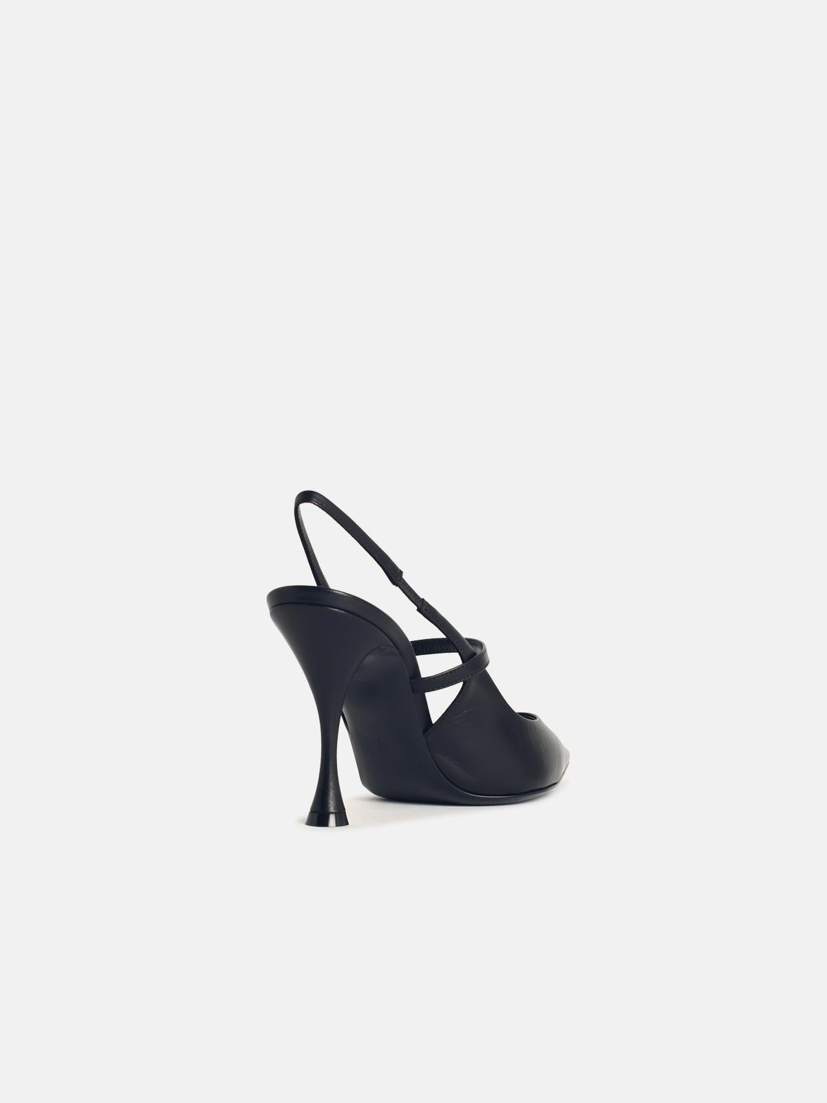 BLACK LEATHER SLINGBACKS - 3