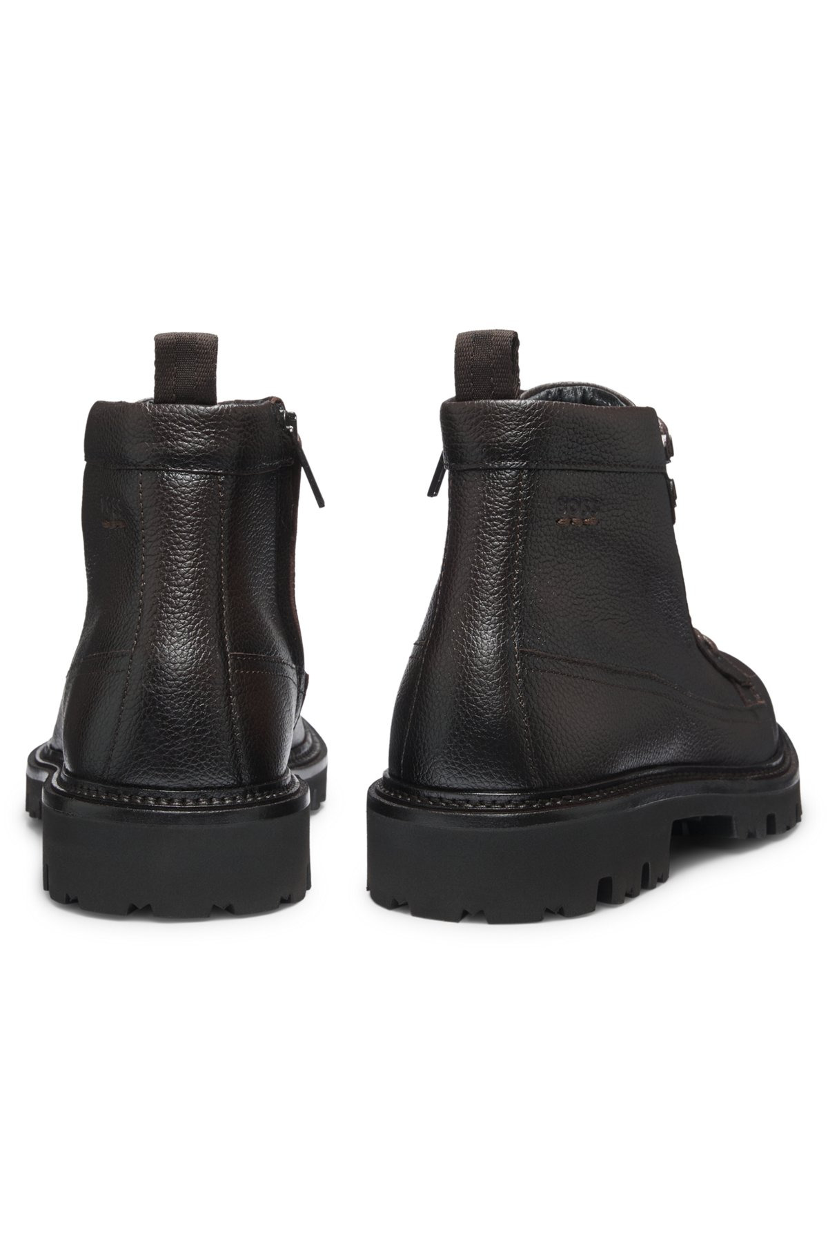 GRAINED-LEATHER HALF BOOTS WITH HIKING-STYLE LACES - 5