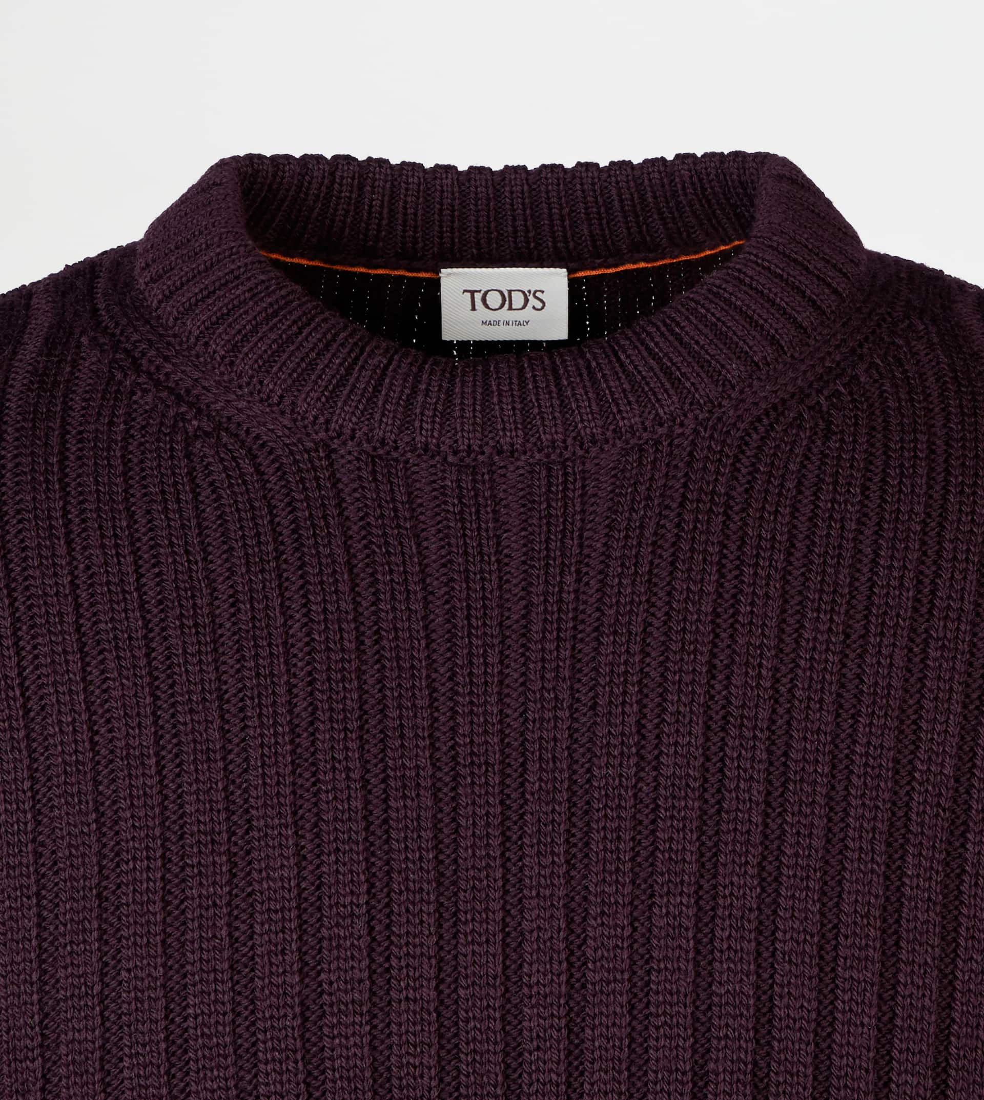 ROUND-NECK PULLOVER IN MERINO WOOL - BURGUNDY - 7