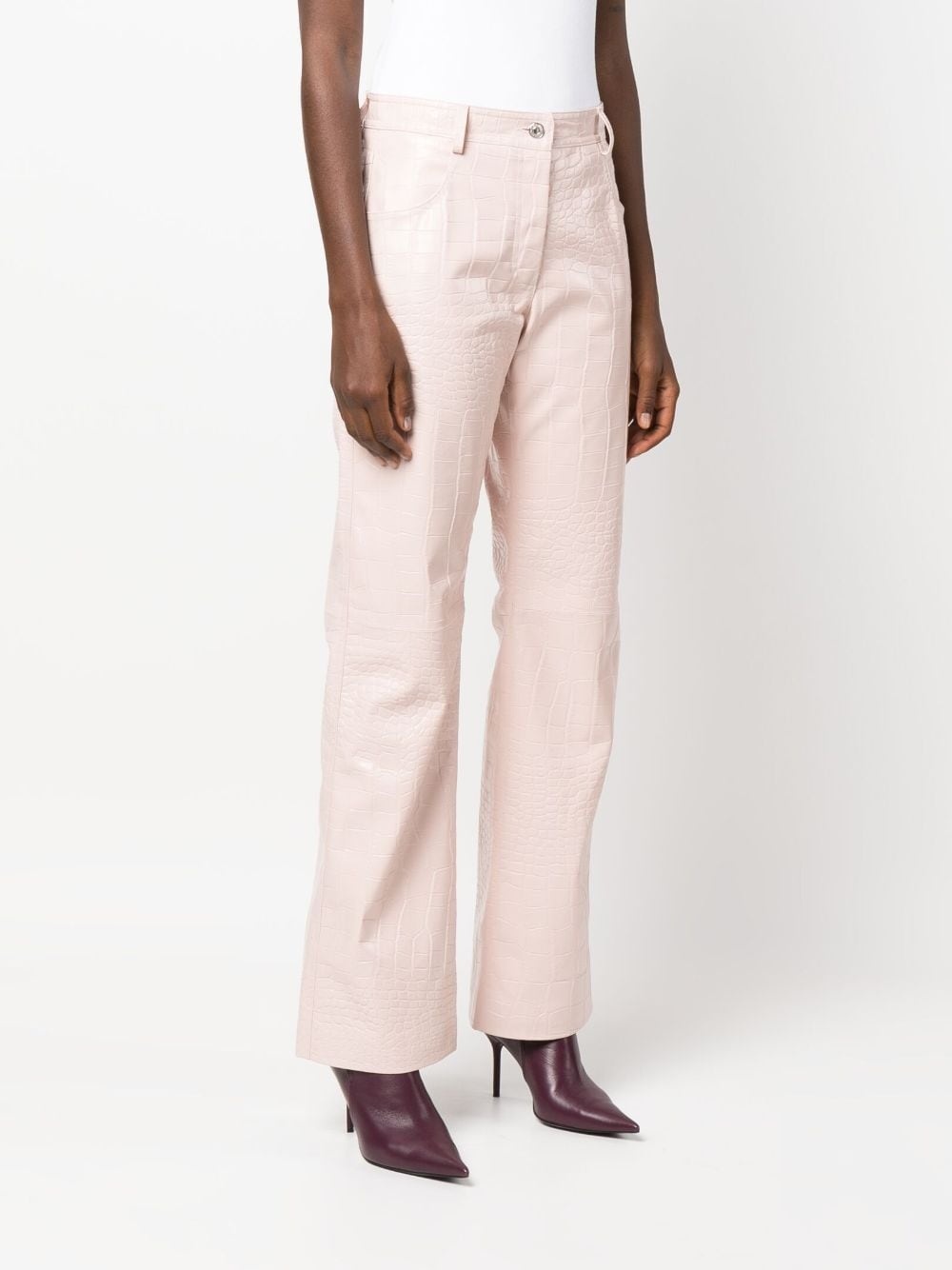 embossed-crocodile flared trousers - 3