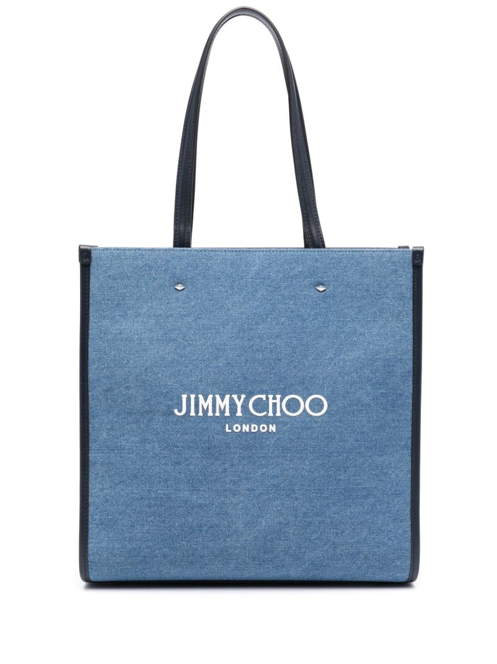 logo-lettering denim tote bag - 1