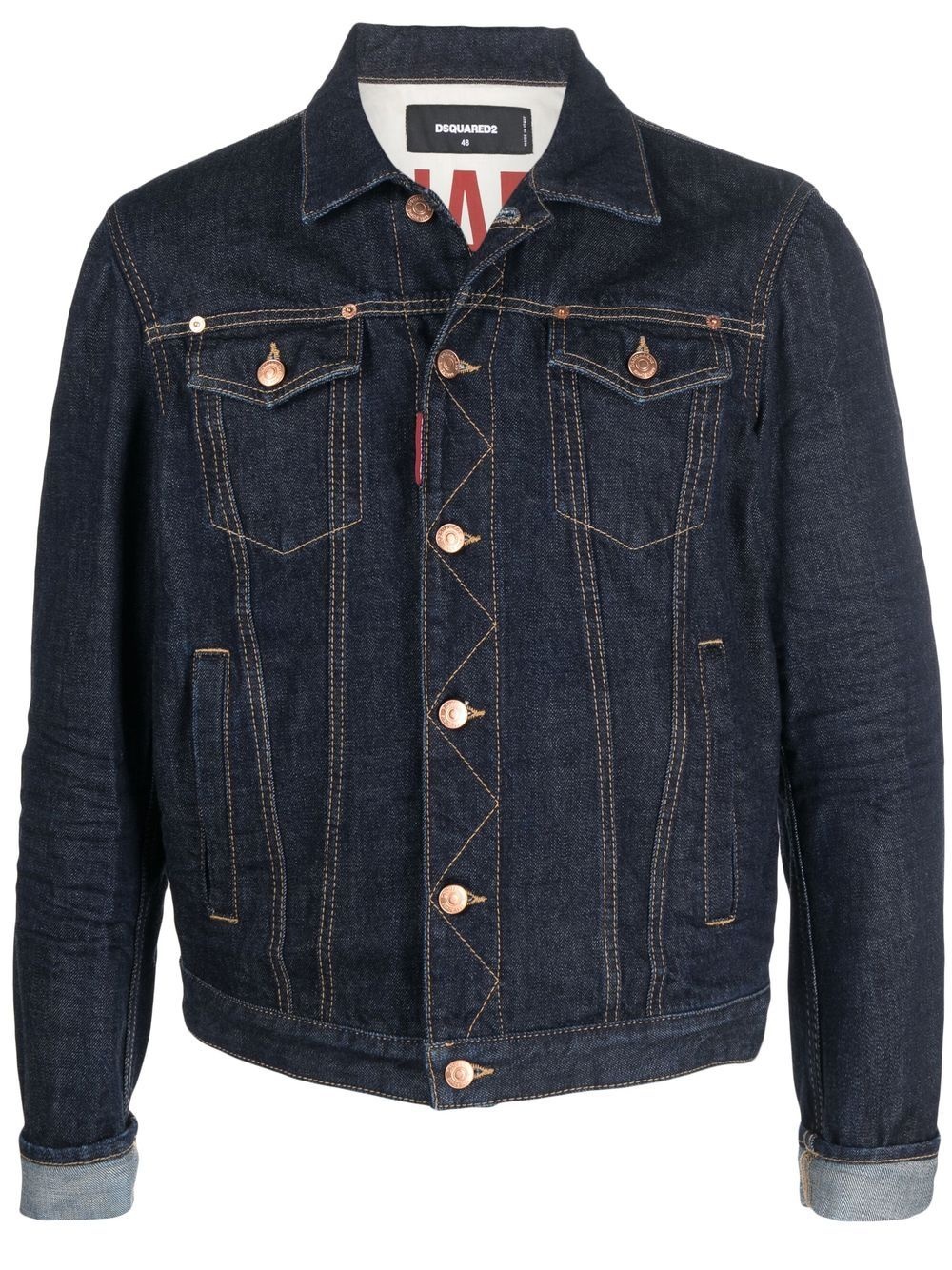 contrast-stitch denim jacket - 1