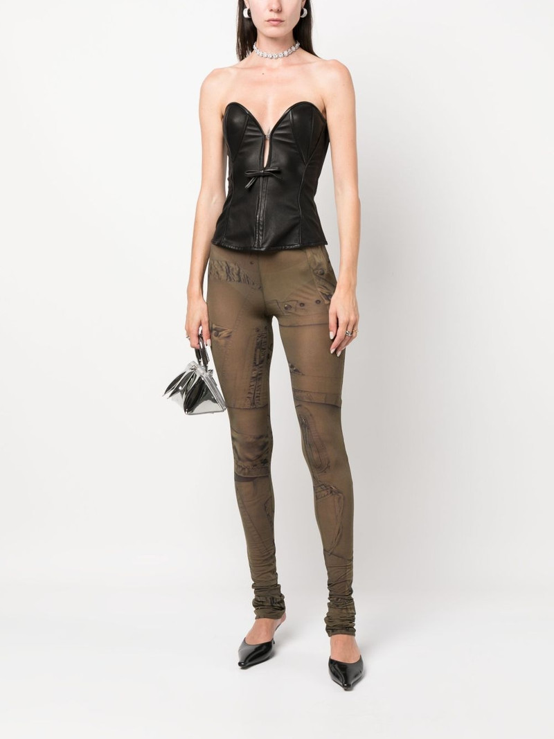 Blumarine sweetheart-neck leather top outlook