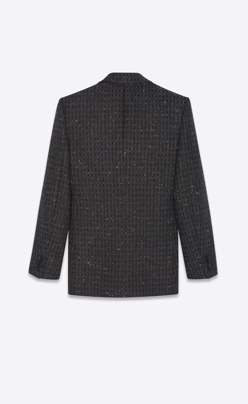 SAINT LAURENT single-breasted jacket in squared tweed outlook