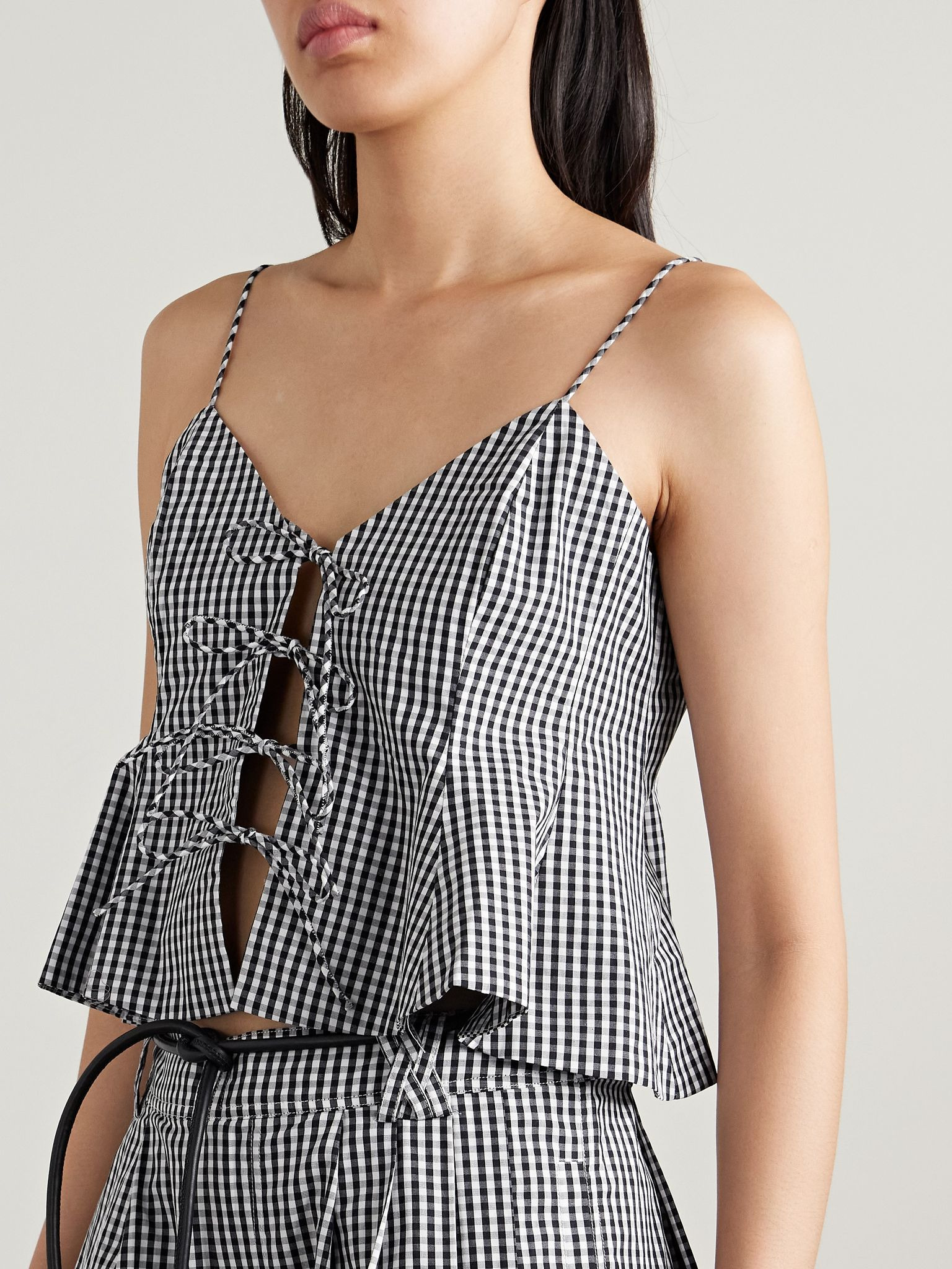 Neci gingham cotton-poplin camisole Black - 3