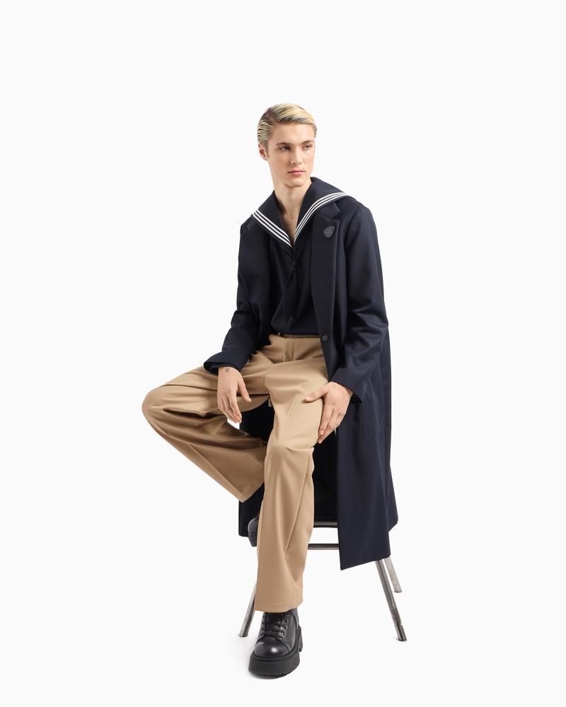 EMPORIO ARMANI Single-breasted trench coat in a heavyweight, virgin wool-blend gabardine outlook