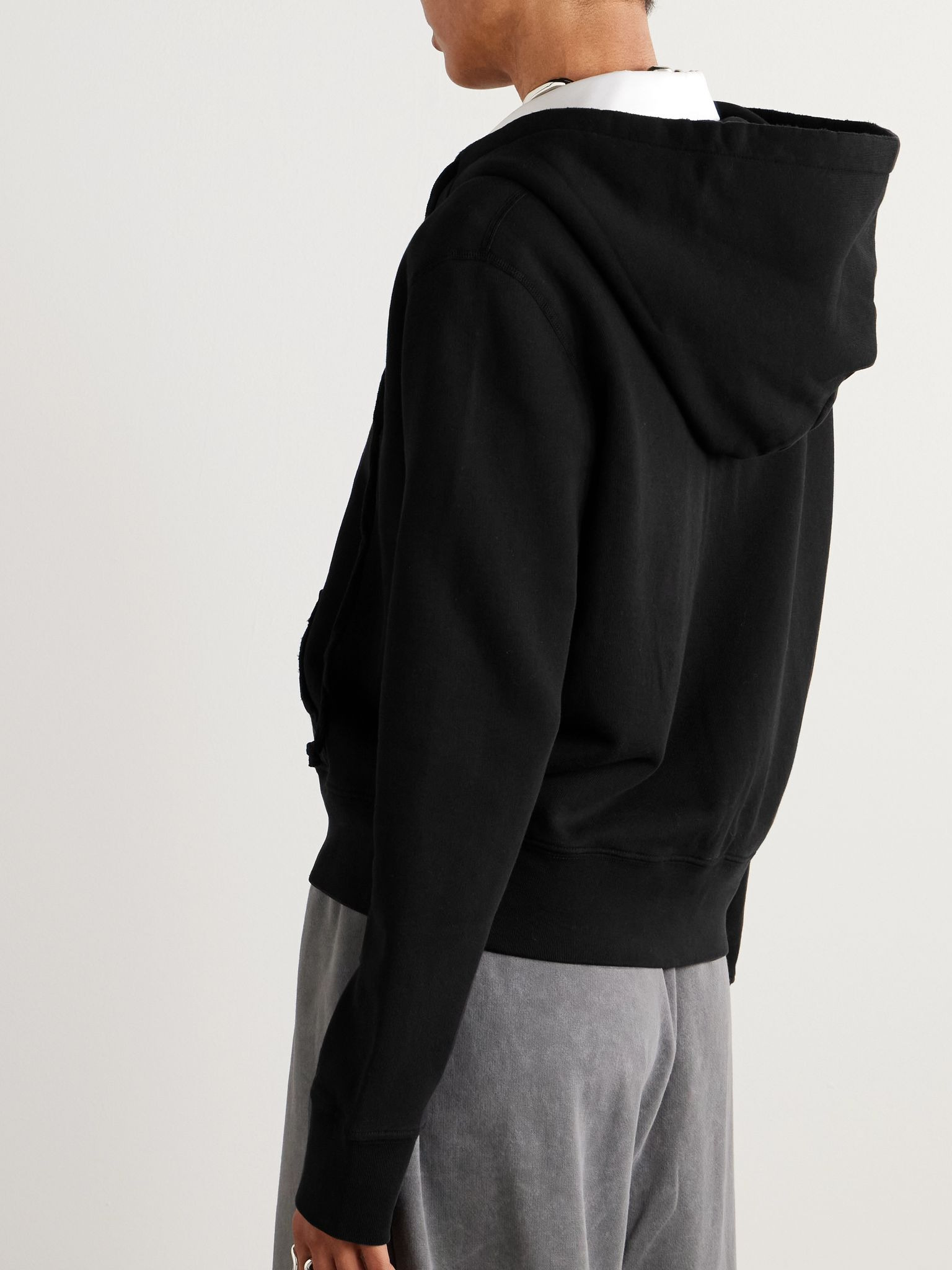 Callie cotton-jersey hoodie Black - 4