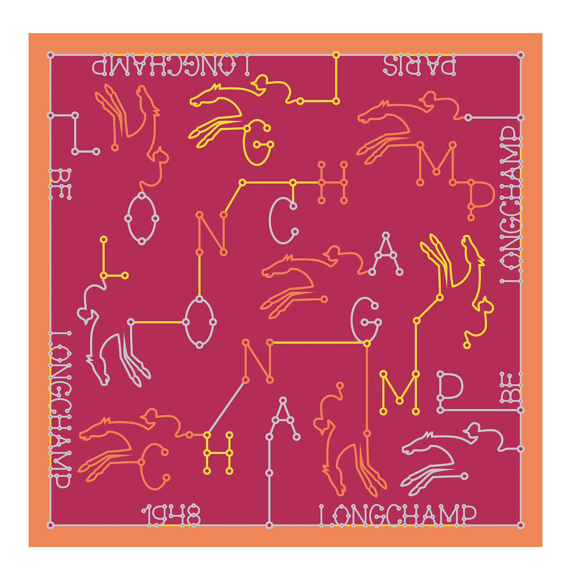 Parcours Longchamp Silk scarf 50 Magenta - OTHER - 1