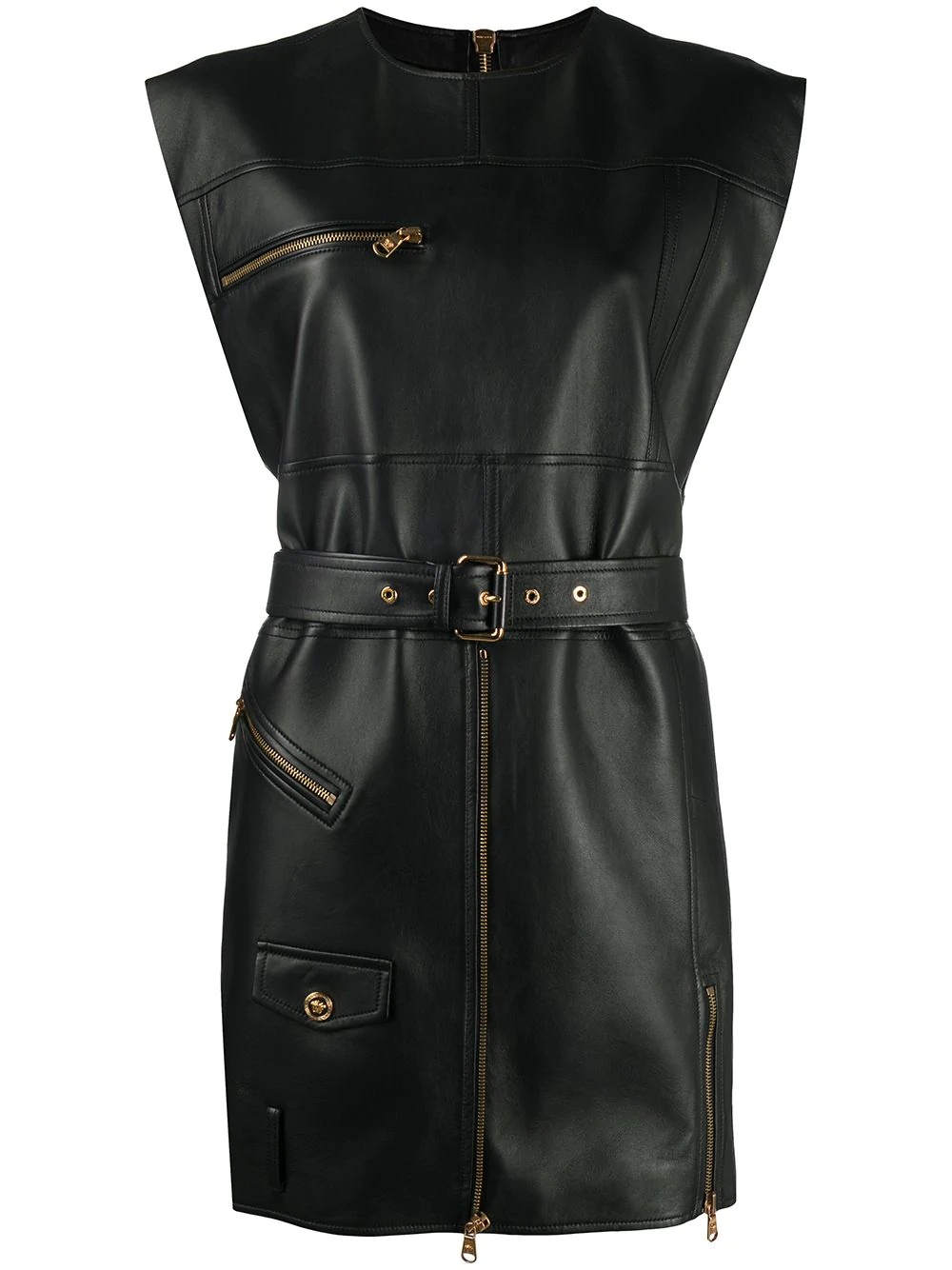 belted sleeveless dress - 1