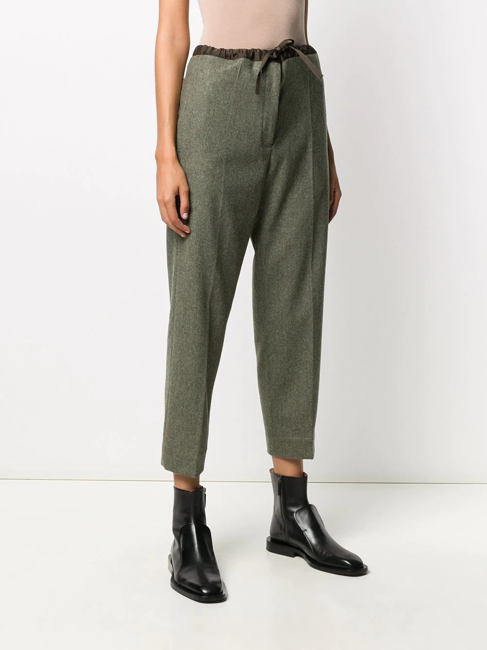 drawstring-waist tapered trousers - 3