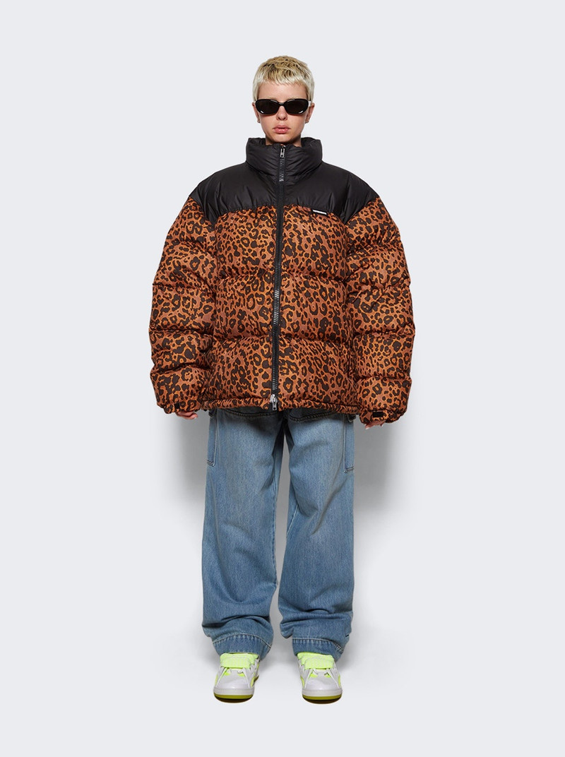 VETEMENTS leopard 인쇄 panelled 부퍼 재킷 outlook