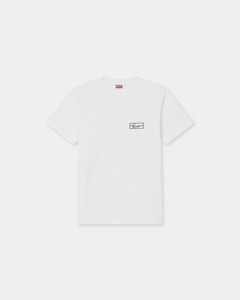 'KENZO Weave' embroidered slim T-shirt in cotton - 1