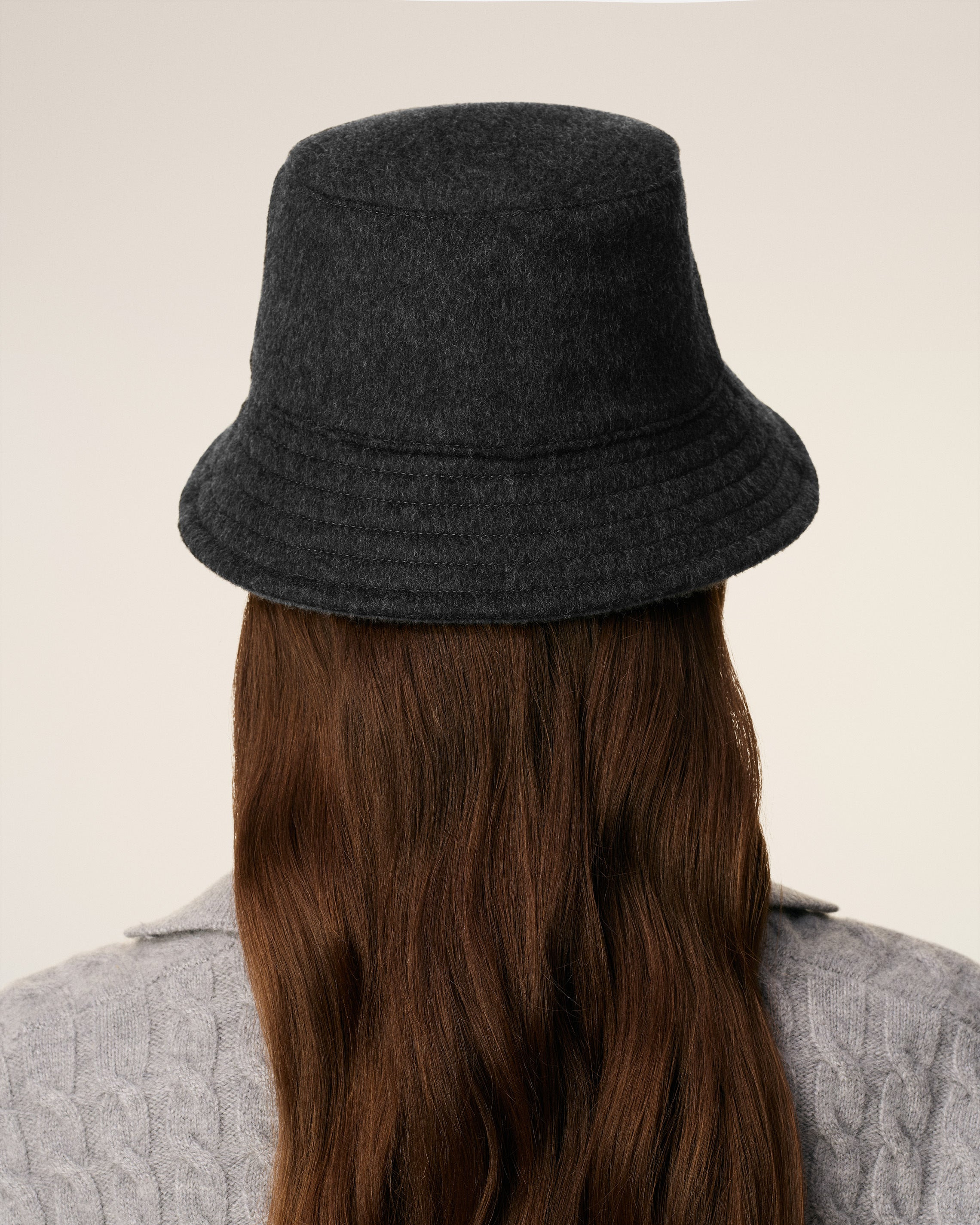 BLACK WOOL EMBOSSED AMI DE COEUR BUCKET HAT - 3