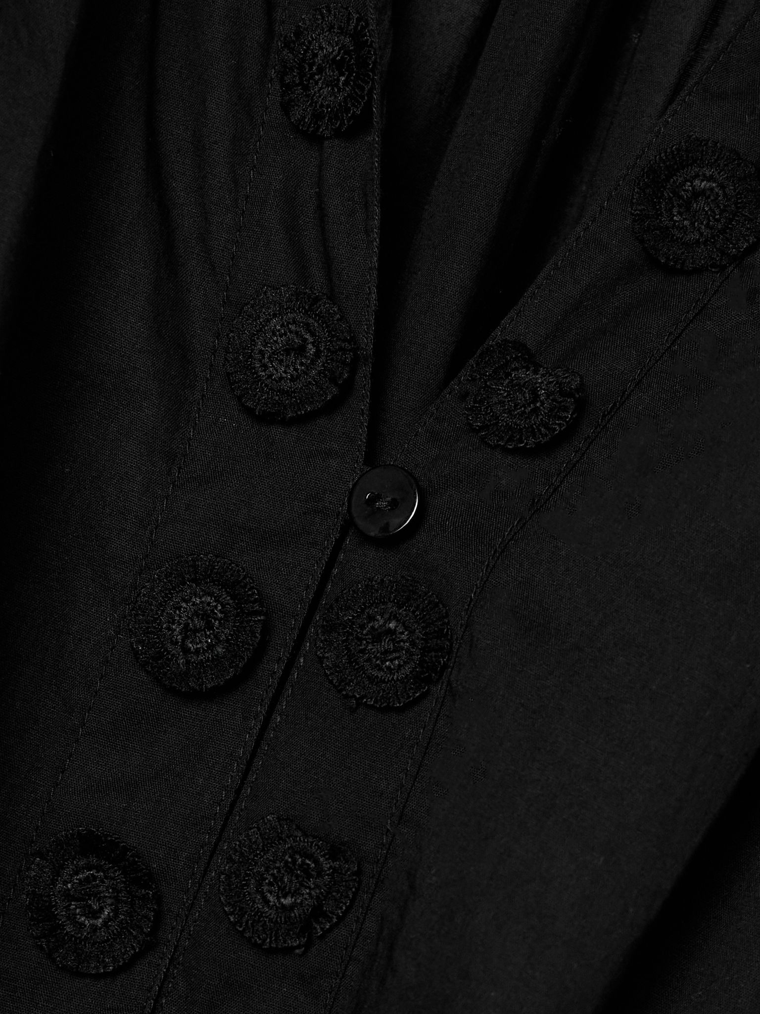 Emera belted appliquéd cotton-voile midi dress Black - 4