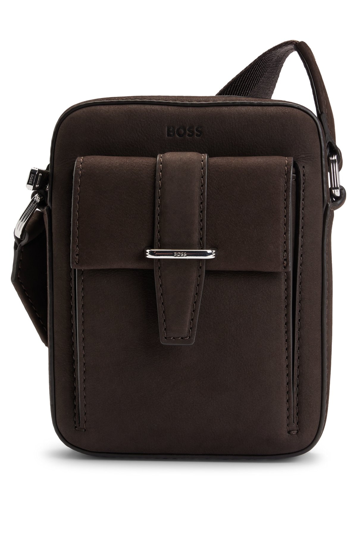 LEATHER REPORTER BAG WITH BRANDED TRIMS - 1
