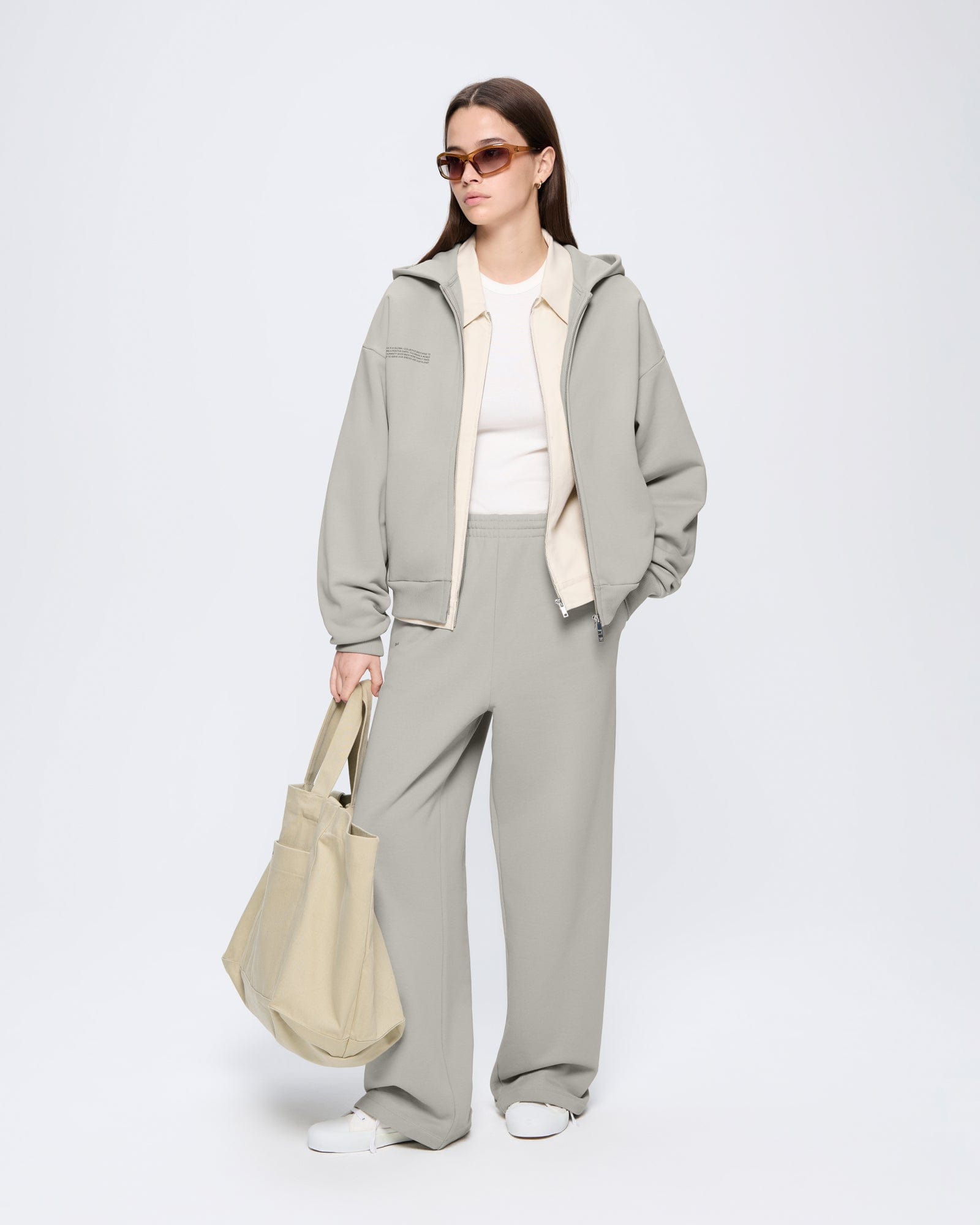 Womens 365 Heavyweight Two-Way Zip-Through Hoodie - Stone - 3