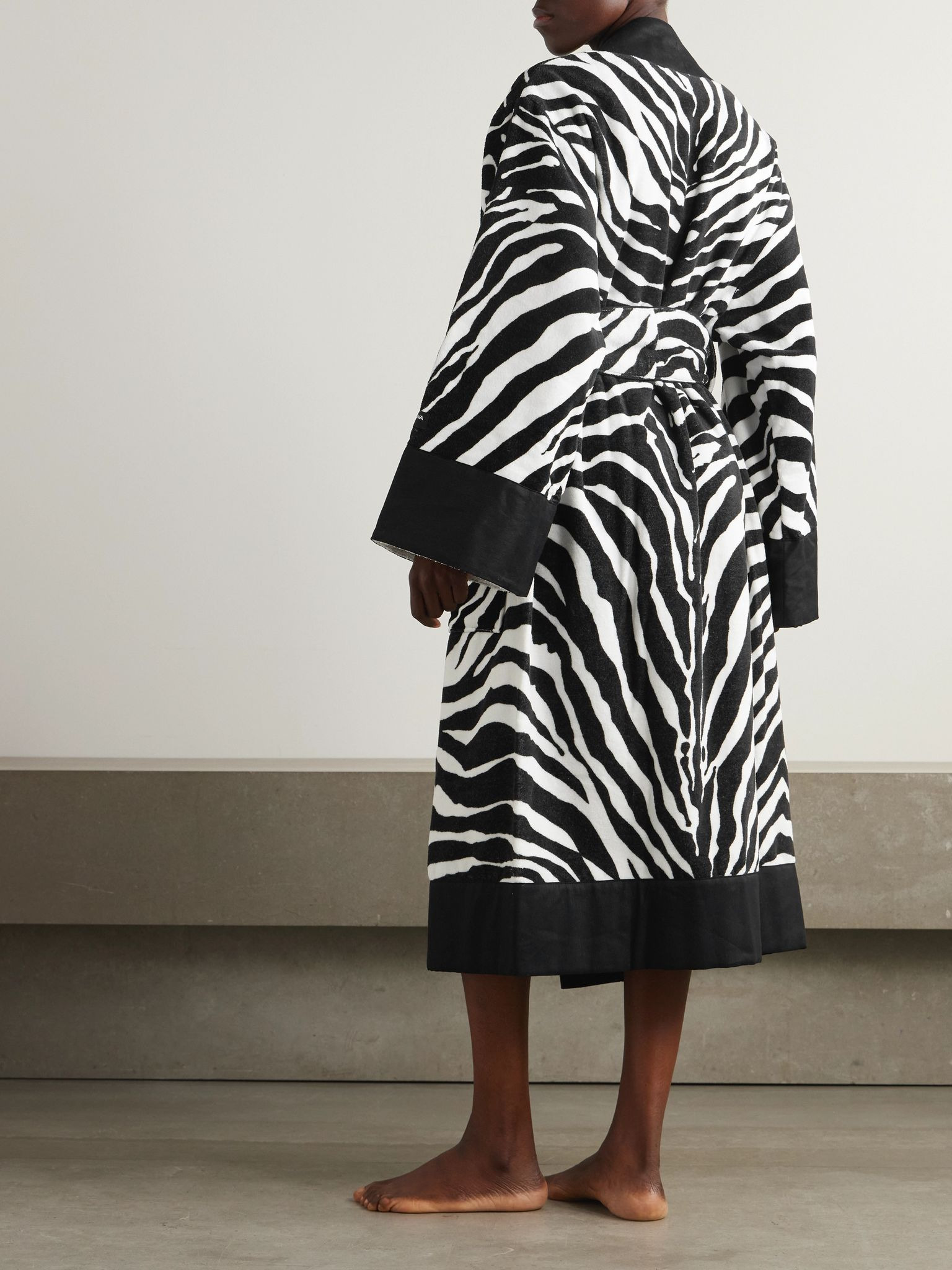 Belted zebra-print cotton-terry robe Zebra print - 3