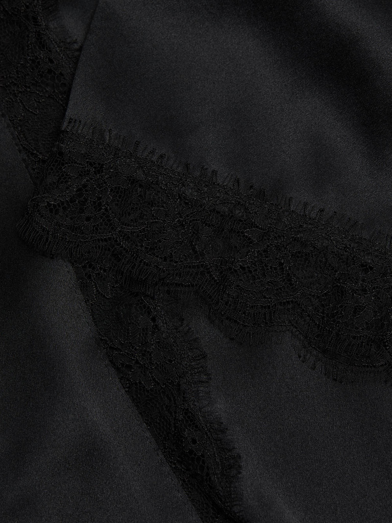 Women's Silk Lace Inset Robe - Black Black 7