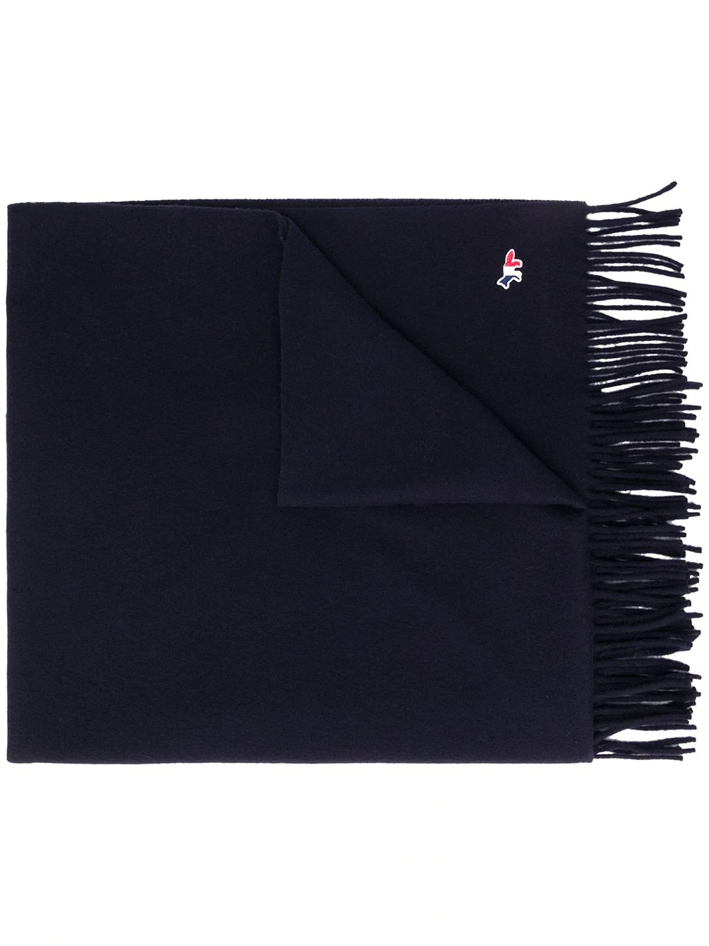 logo-patch fringed scarf - 1