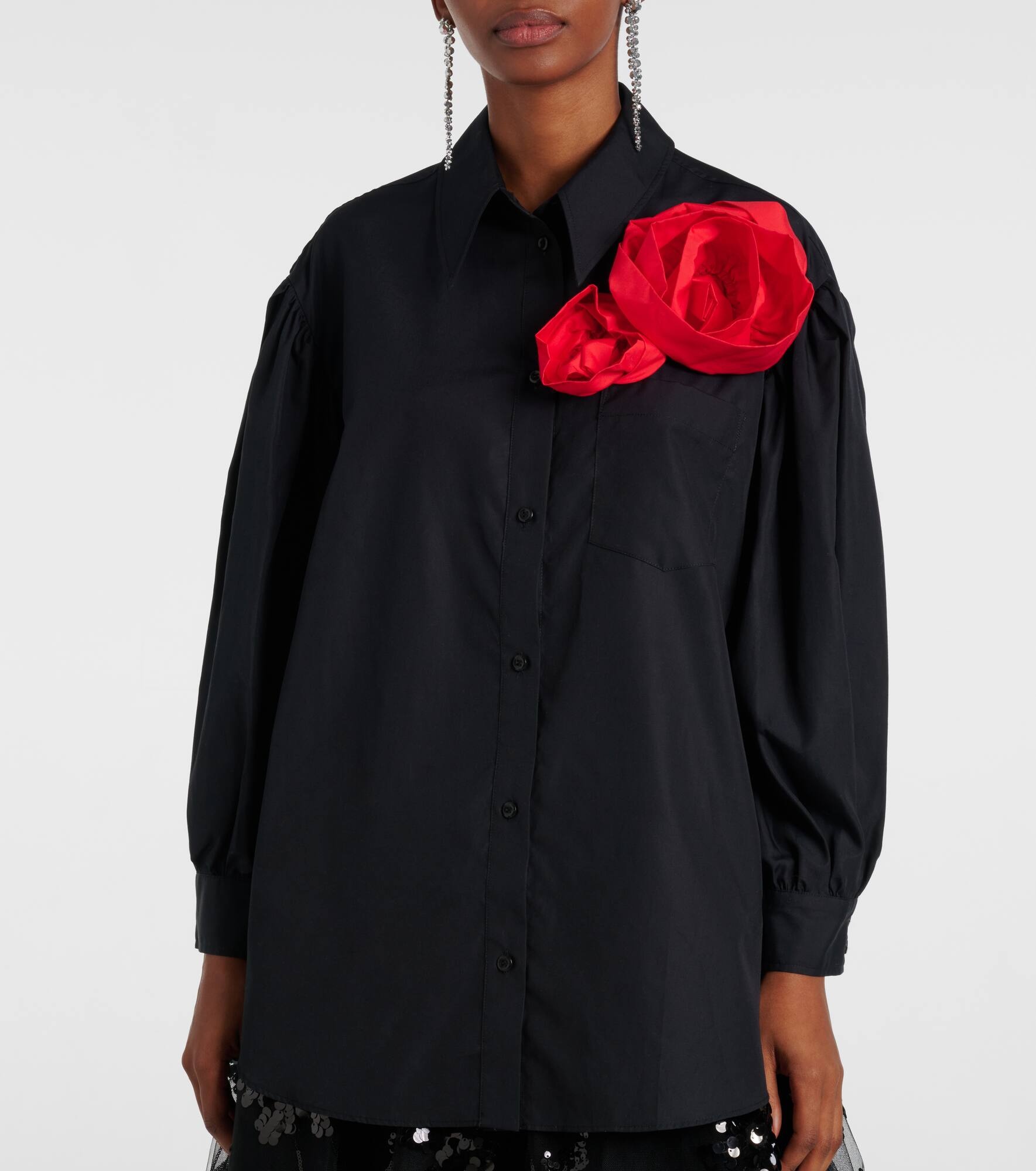 Floral-appliqué cotton shirt - 6