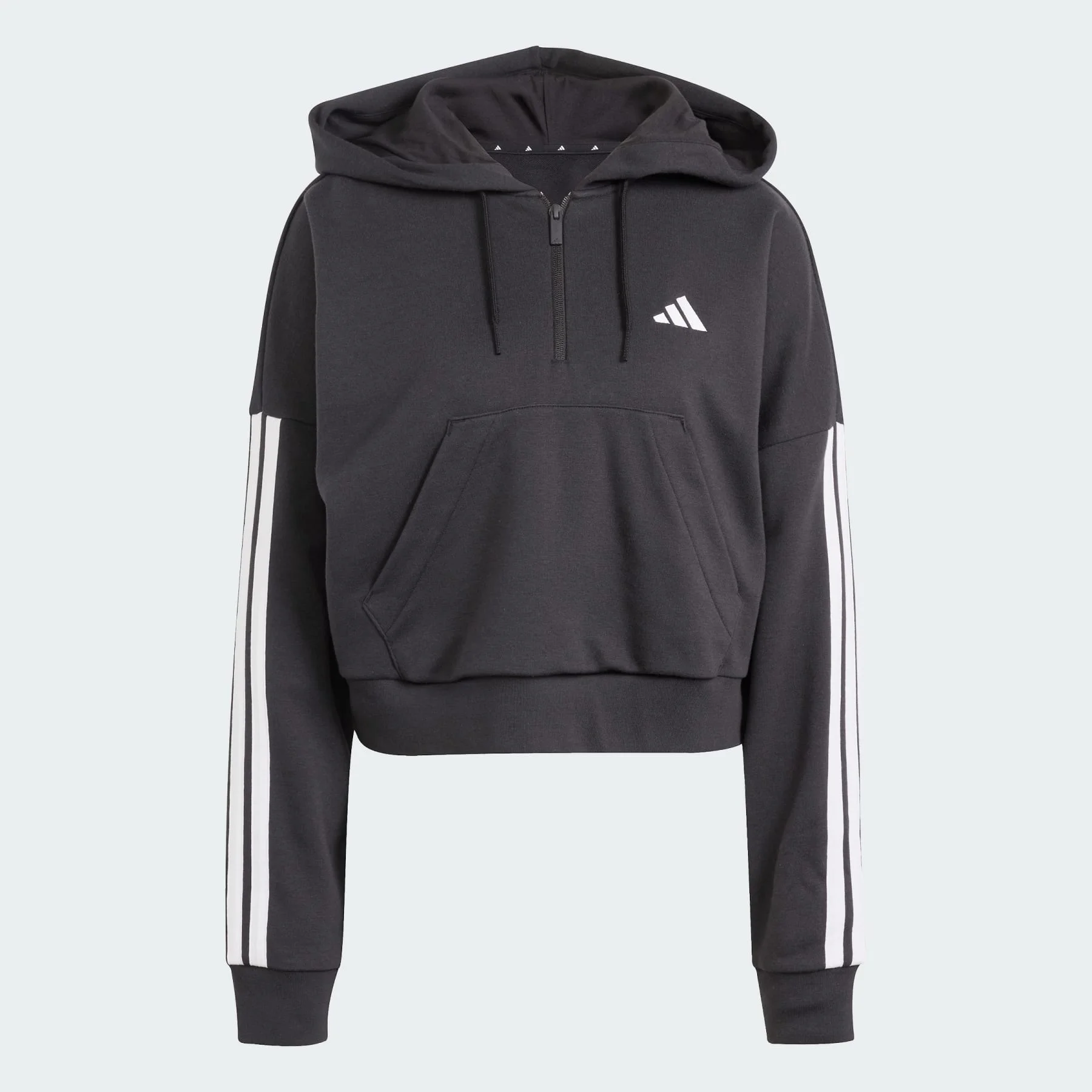 Essentials 3-Stripes French Terry Quarter-Zip Hoodie - 1