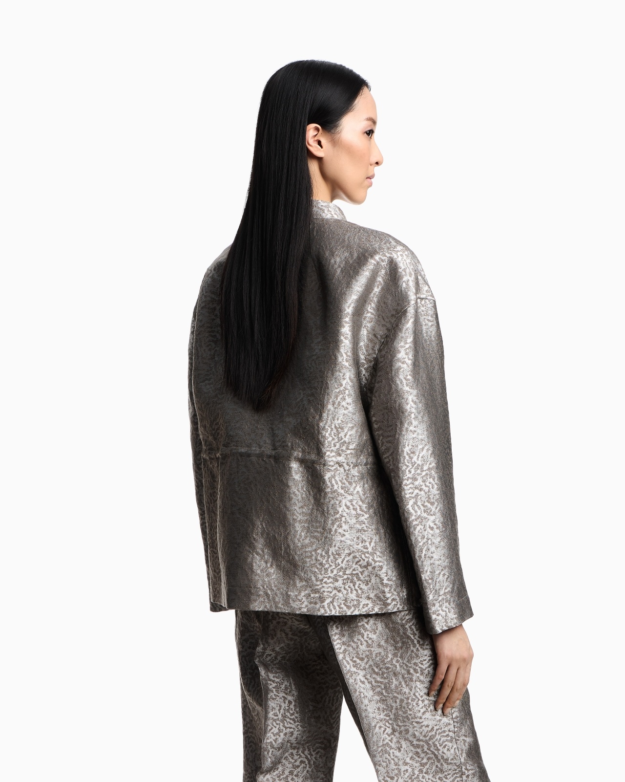 CAMOUFLAGE JACQUARD LINEN-BLEND JACKET WITH DRAWSTRING - 3