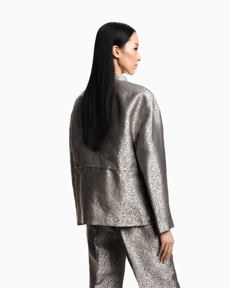 CAMOUFLAGE JACQUARD LINEN-BLEND JACKET WITH DRAWSTRING 3