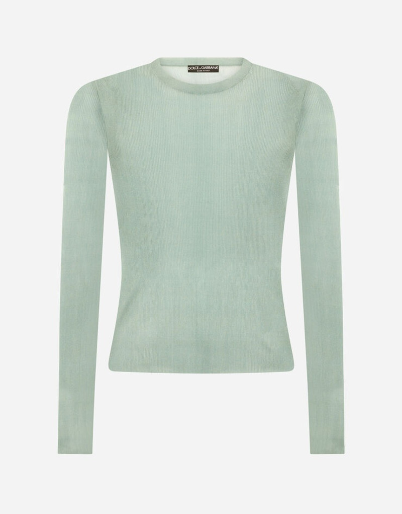 Ribbed technical yarn round-neck sweater 1
