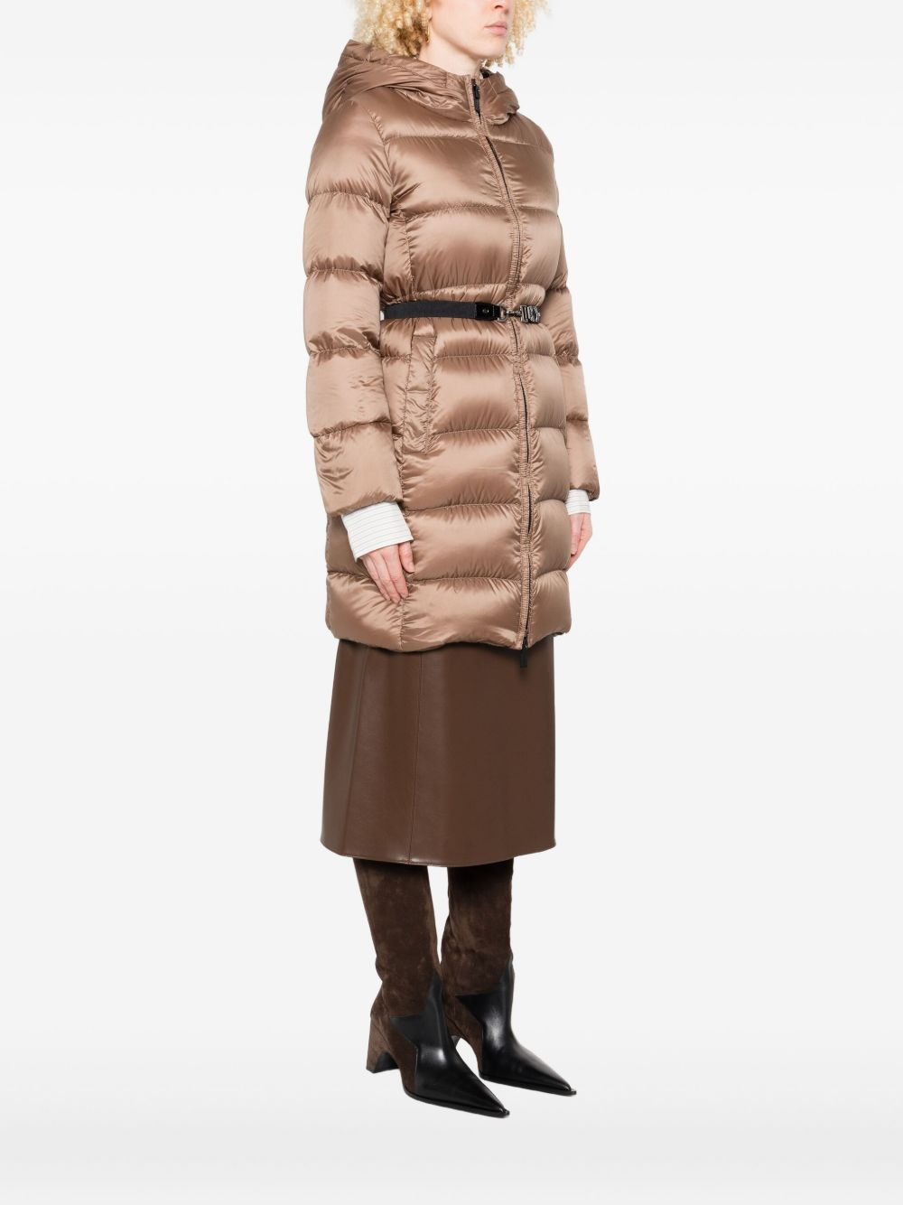 hooded belted puffer jacket - 3