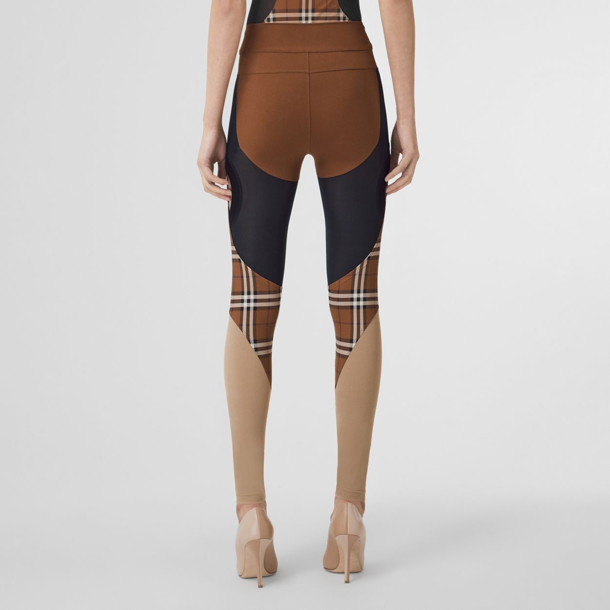 Check Panel Stretch Jersey Leggings - 4