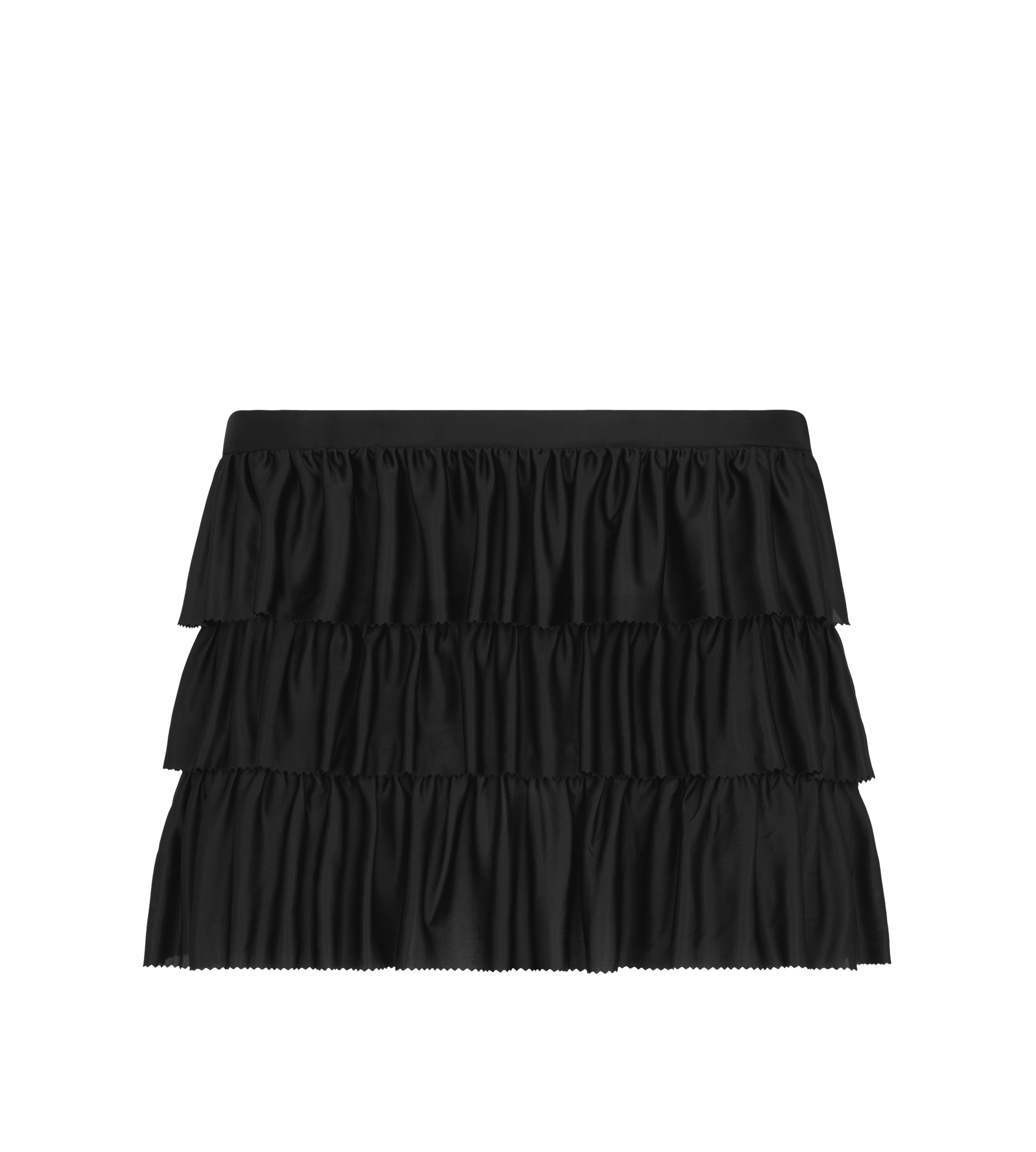 LUSTROUS JERSEY RUFFLED MINI SKIRT - 1