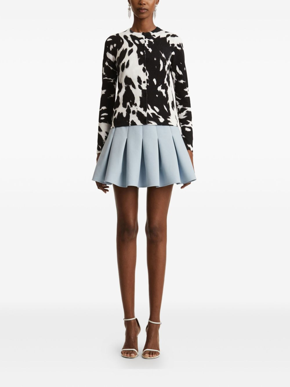 cowhide-print button cardigan - 2