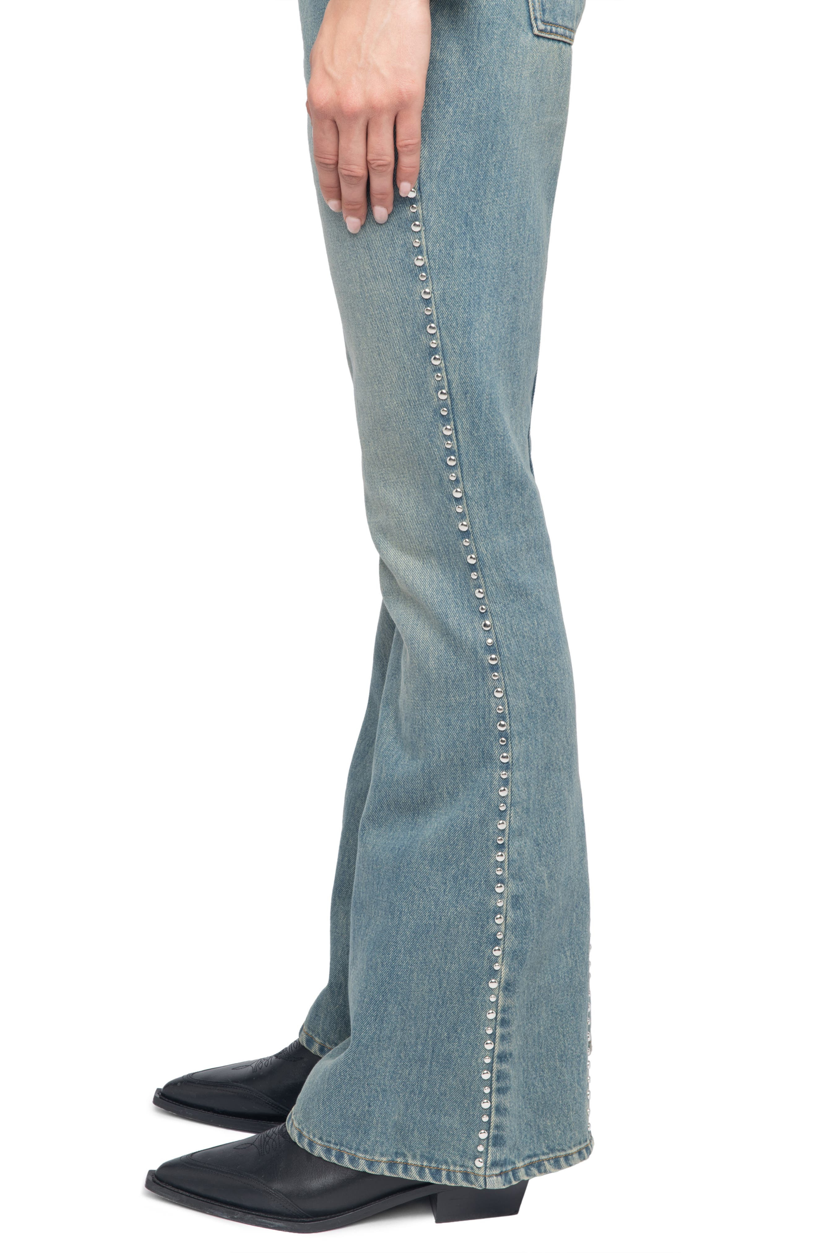 Zadig & Voltaire Eclip Studded Flare Jeans in Light Blue at Nordstrom - 4