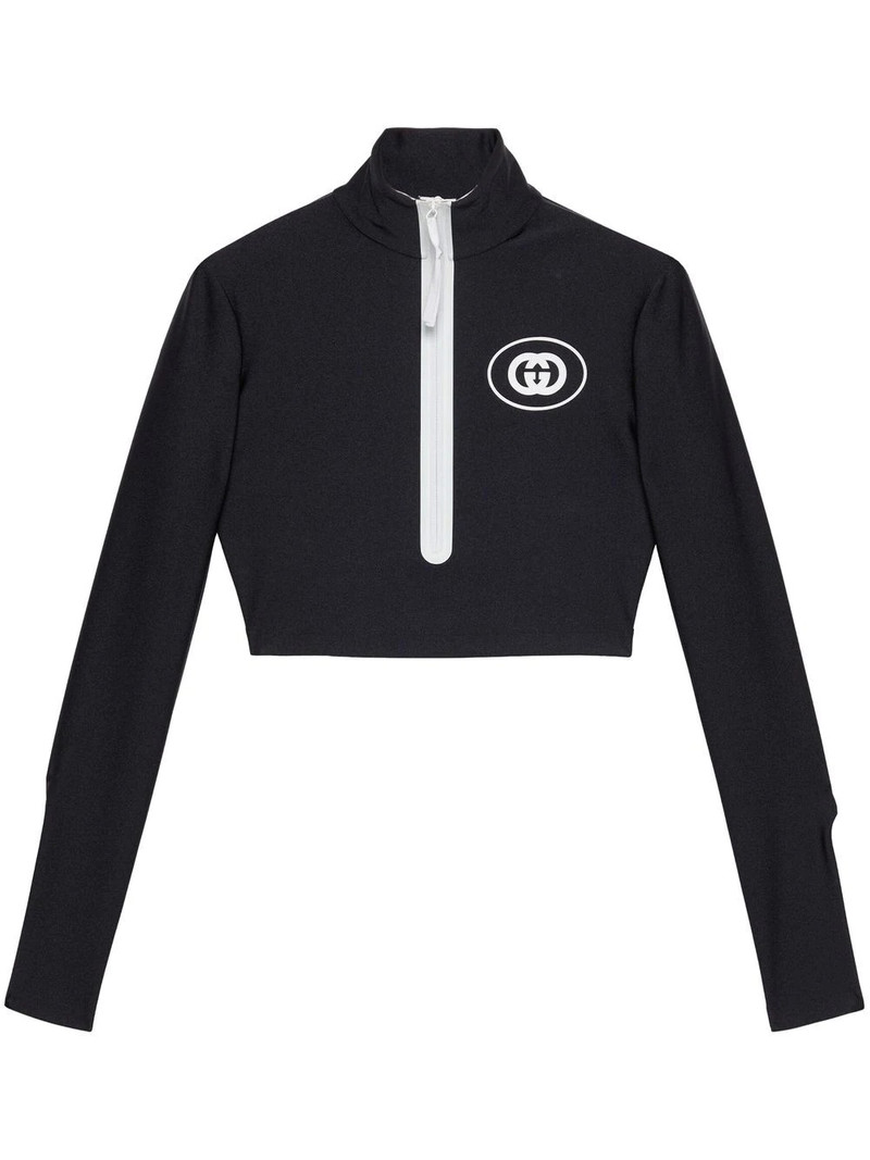 logo-print long-sleeved top - 1