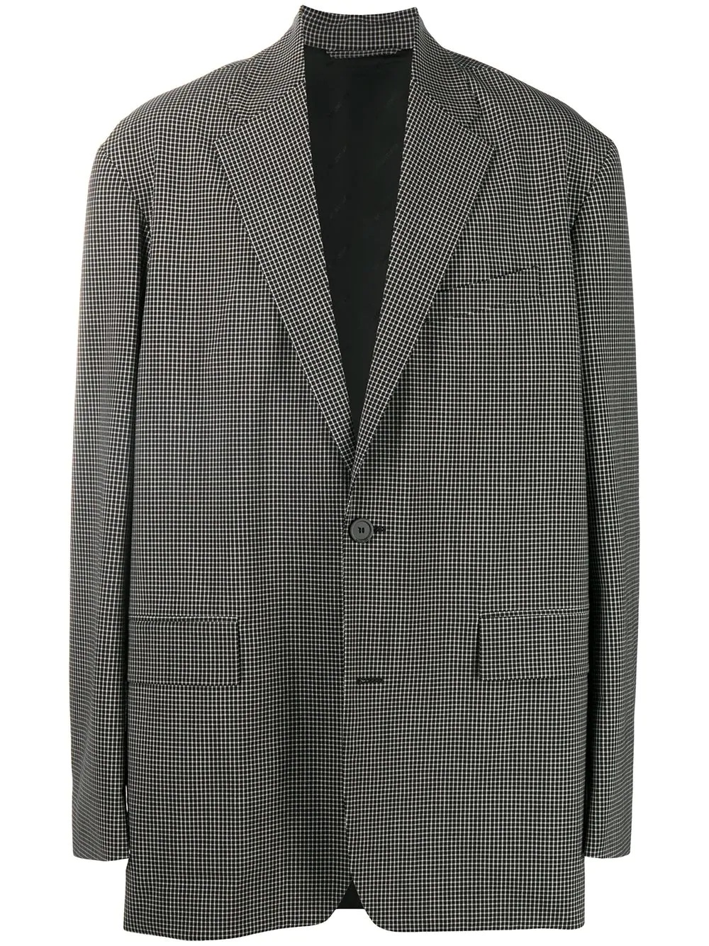 checked boxy-fit blazer - 1