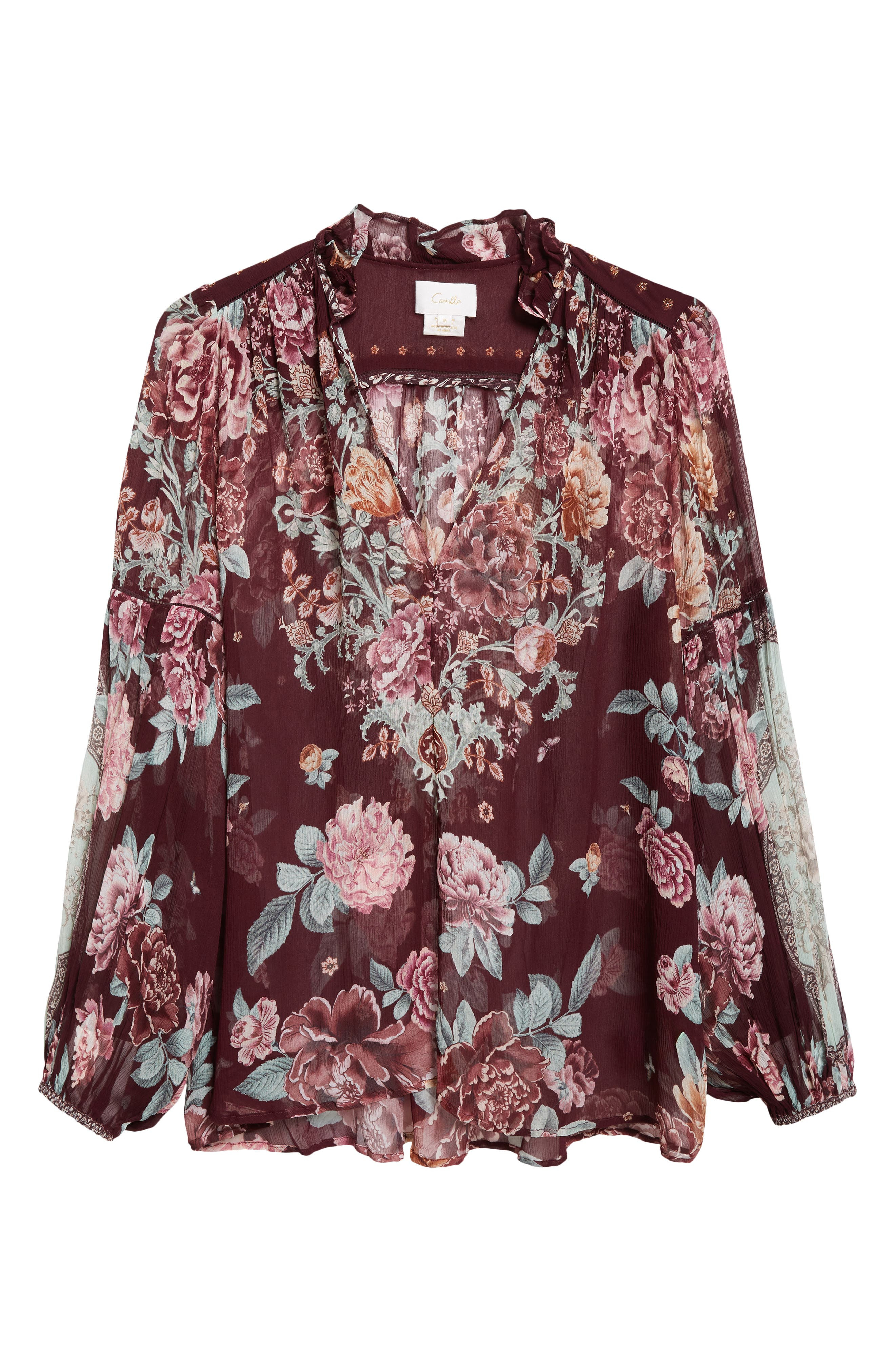 Camilla If These Tiles Could Talk Silk Peasant Top at Nordstrom - 6