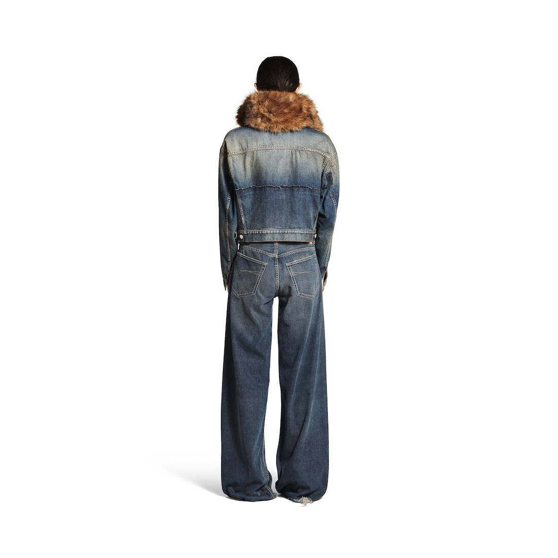 Women's Wide Leg Baggy Pants in Blue - 4