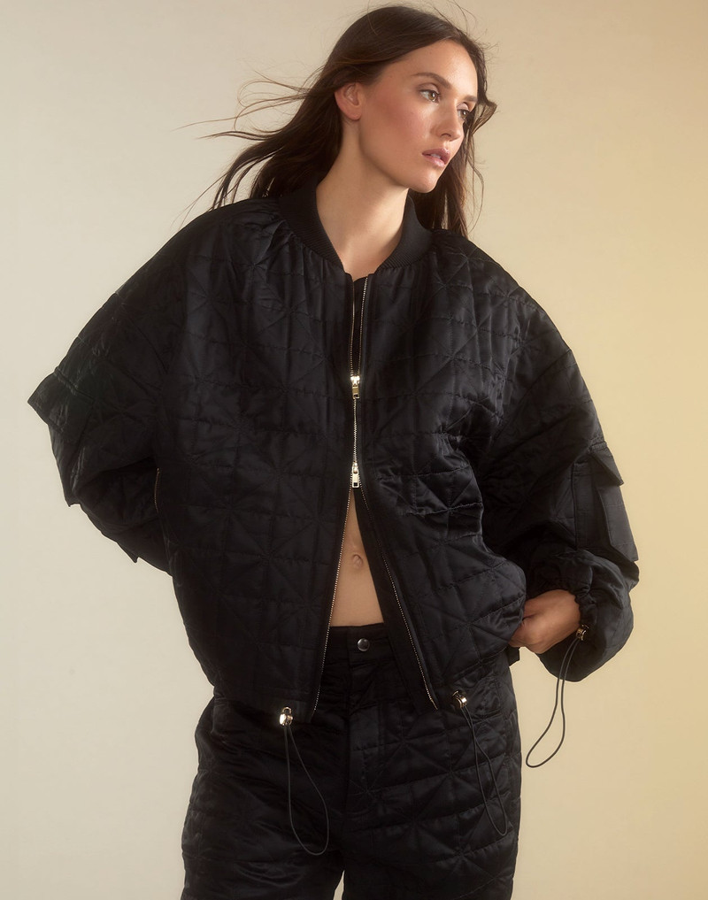 CYNTHIA ROWLEY Downtown Quilted Bomber Jacket outlook