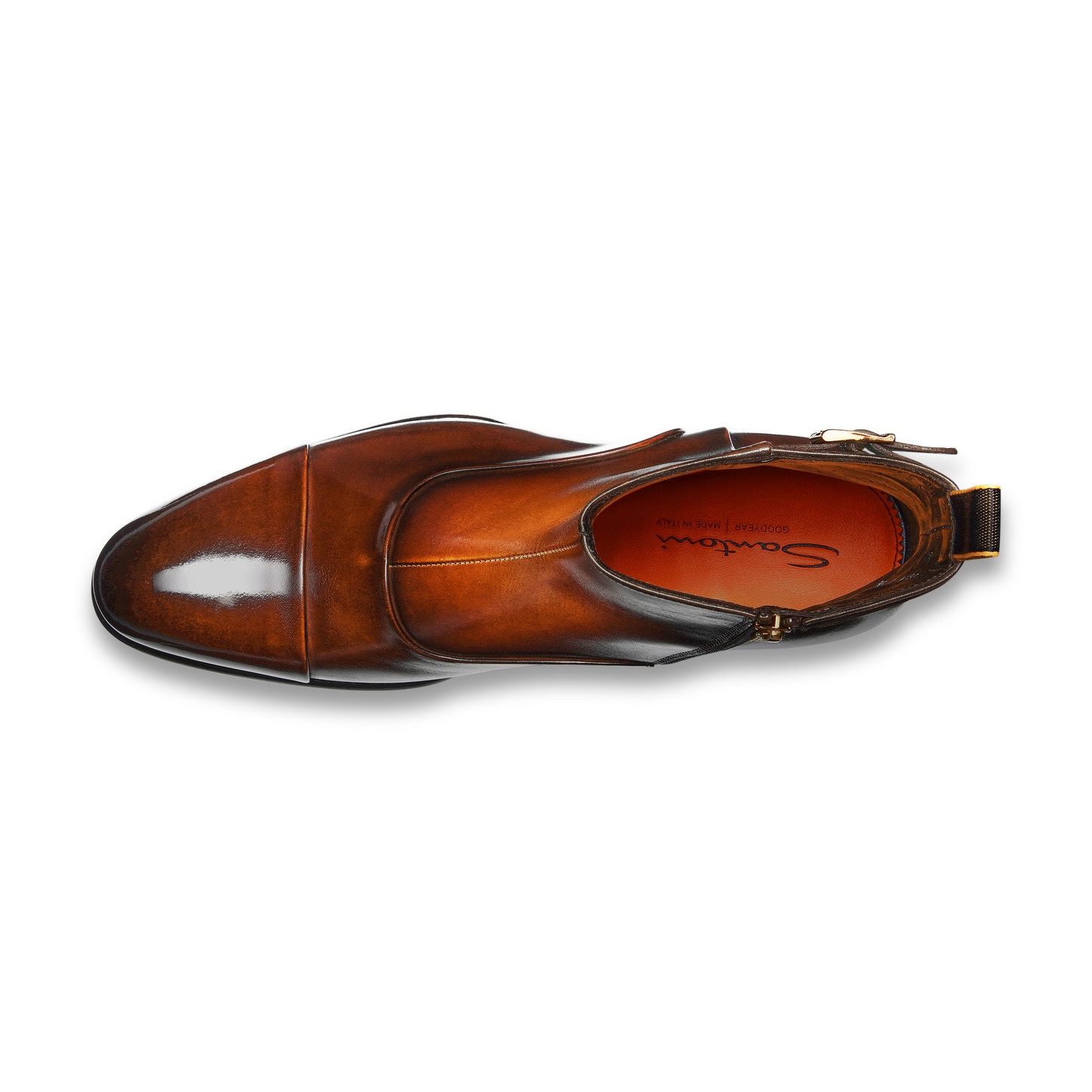Men's orange leather ankle boot - 5