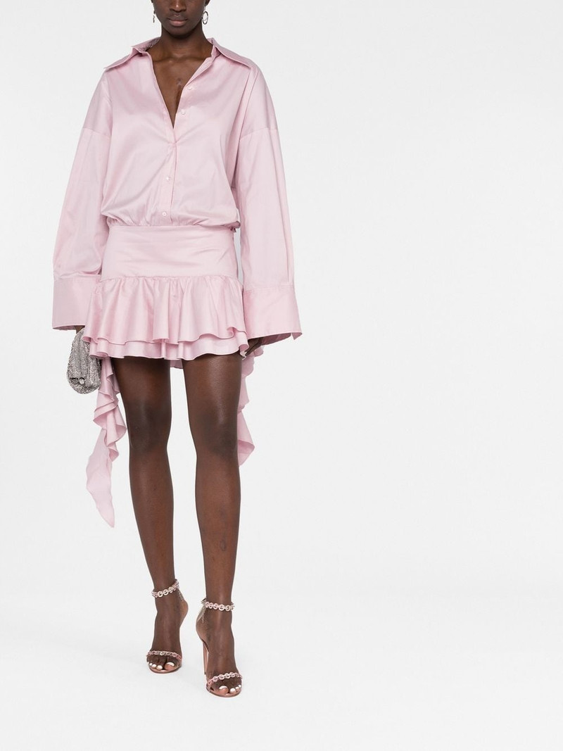 Blumarine dropped-waist ruffled shirtdress outlook