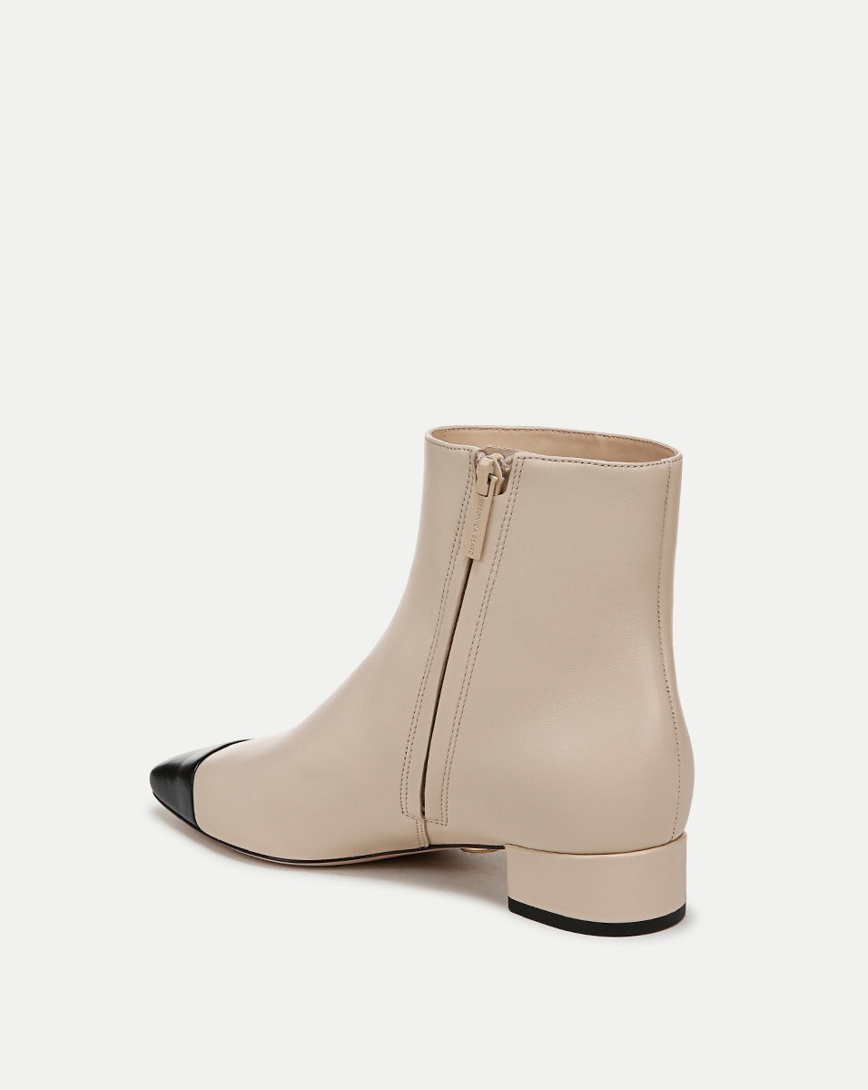 CECILE LEATHER CAP-TOE BOOTIE - 4